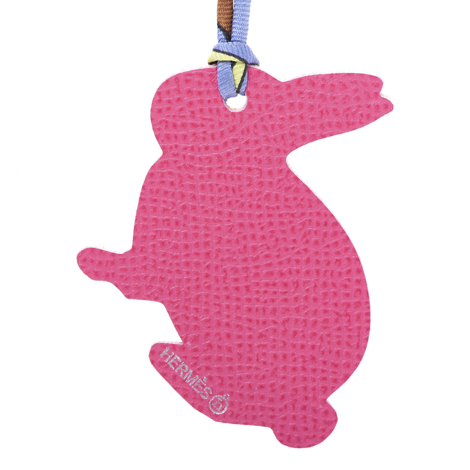 HERMES Epsom Petit H Bunny Bag Charm Lime Rose Shocking