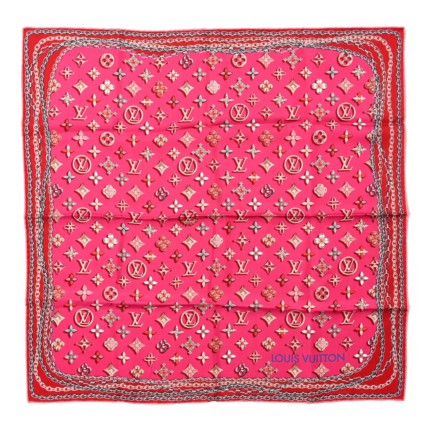 LOUIS VUITTON Silk Your Highness Square Scarf Fuchsia