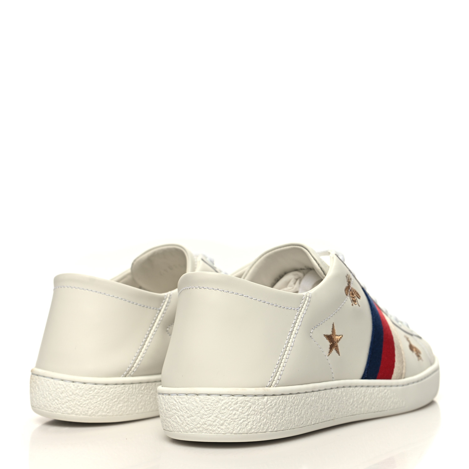 GUCCI Calfskin Bee Star Embroidered Sylvie Web Ace Sneakers GUCCI Calfskin Bee Star Embroidered Sylvie Web Ace Sneakers