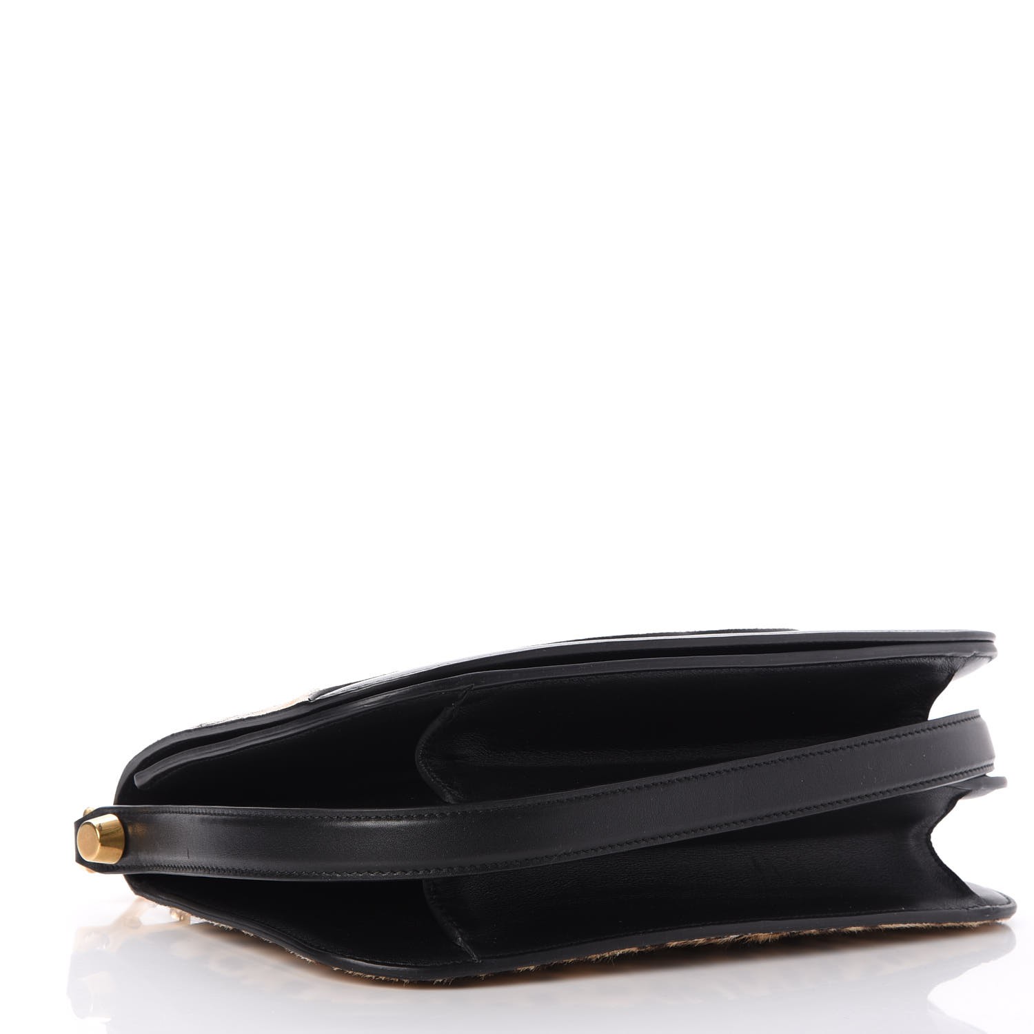 GUCCI Calf Hair Leopard Print Shoulder Bag Black 266880