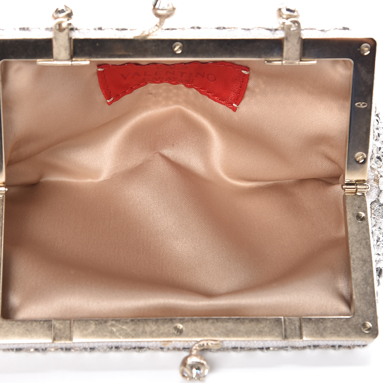 VALENTINO GARAVANI Crystal Embellished Clutch Bag Silver