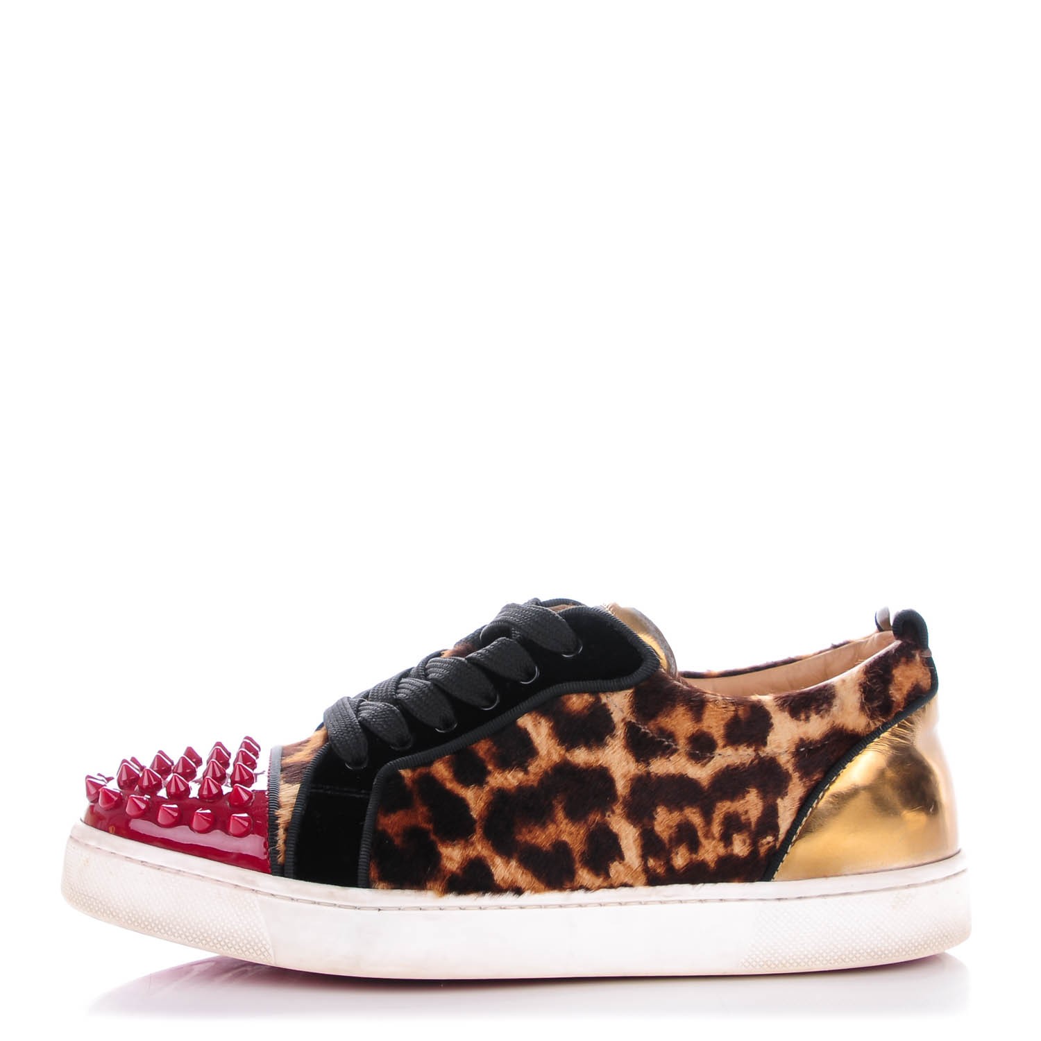 CHRISTIAN LOUBOUTIN Canvas Leopard Print Louis Junior Spikes
