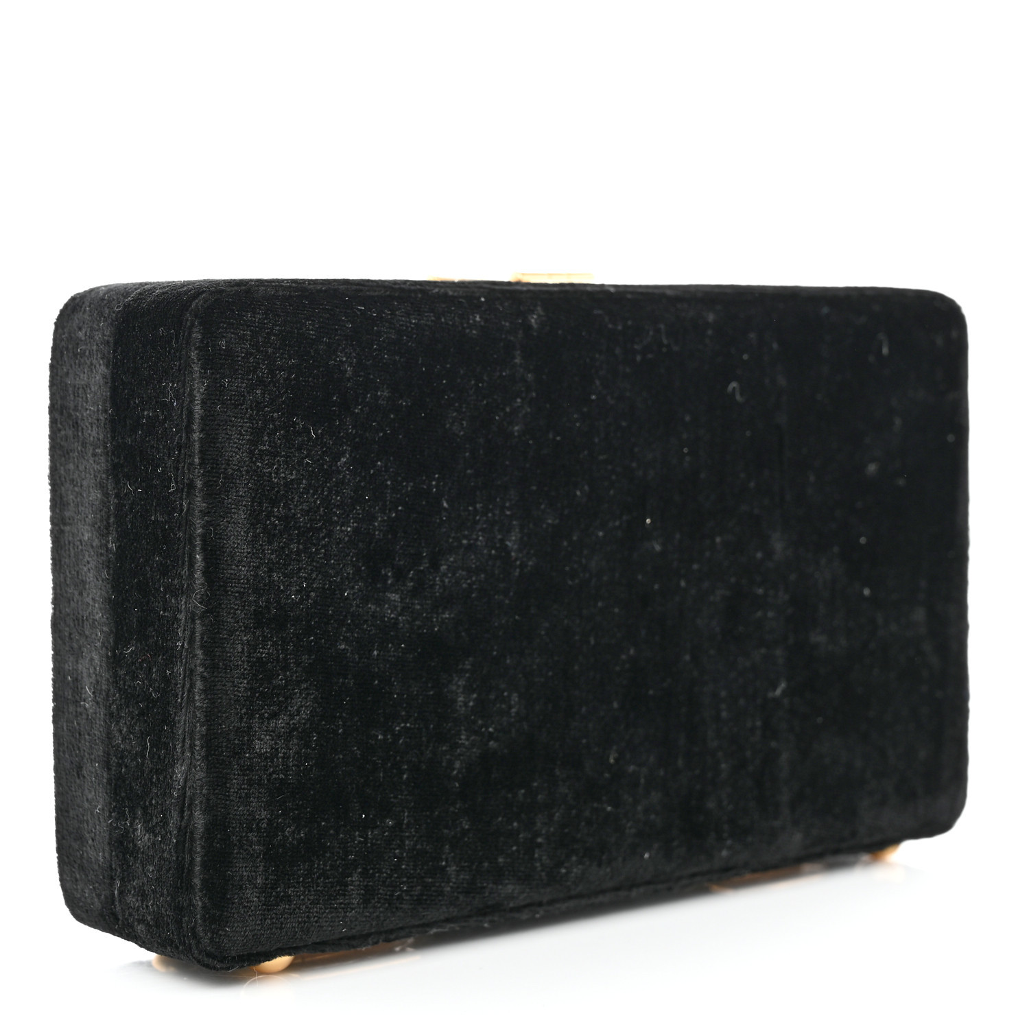 DOLCE GABBANA Velvet Crystal Floral Dolce Box Clutch Black