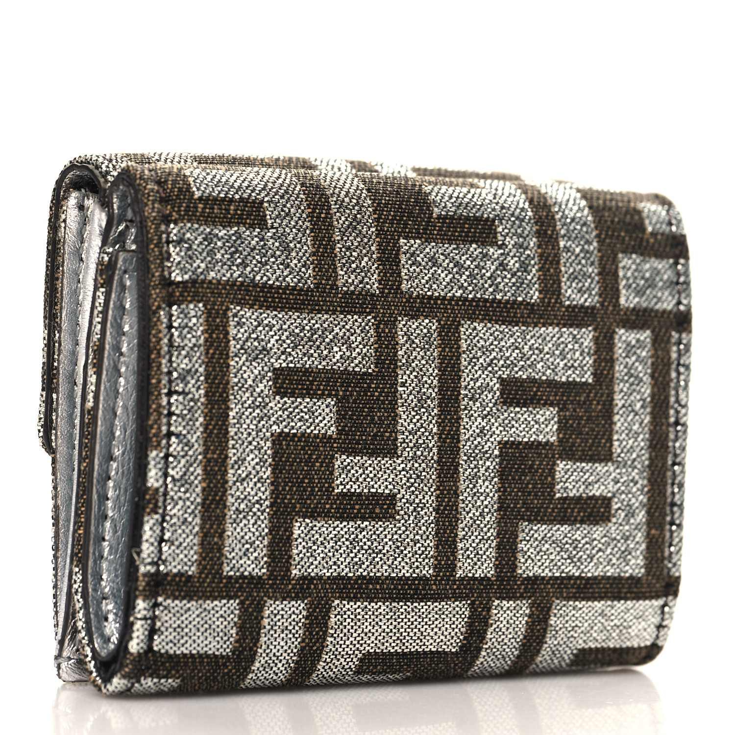 折りたたみ財布 FENDI  micro trifold baguette wallet in jacquard canvas FENDI Fabric Jacquard FF 1974 Micro Trifold Baguette Wallet