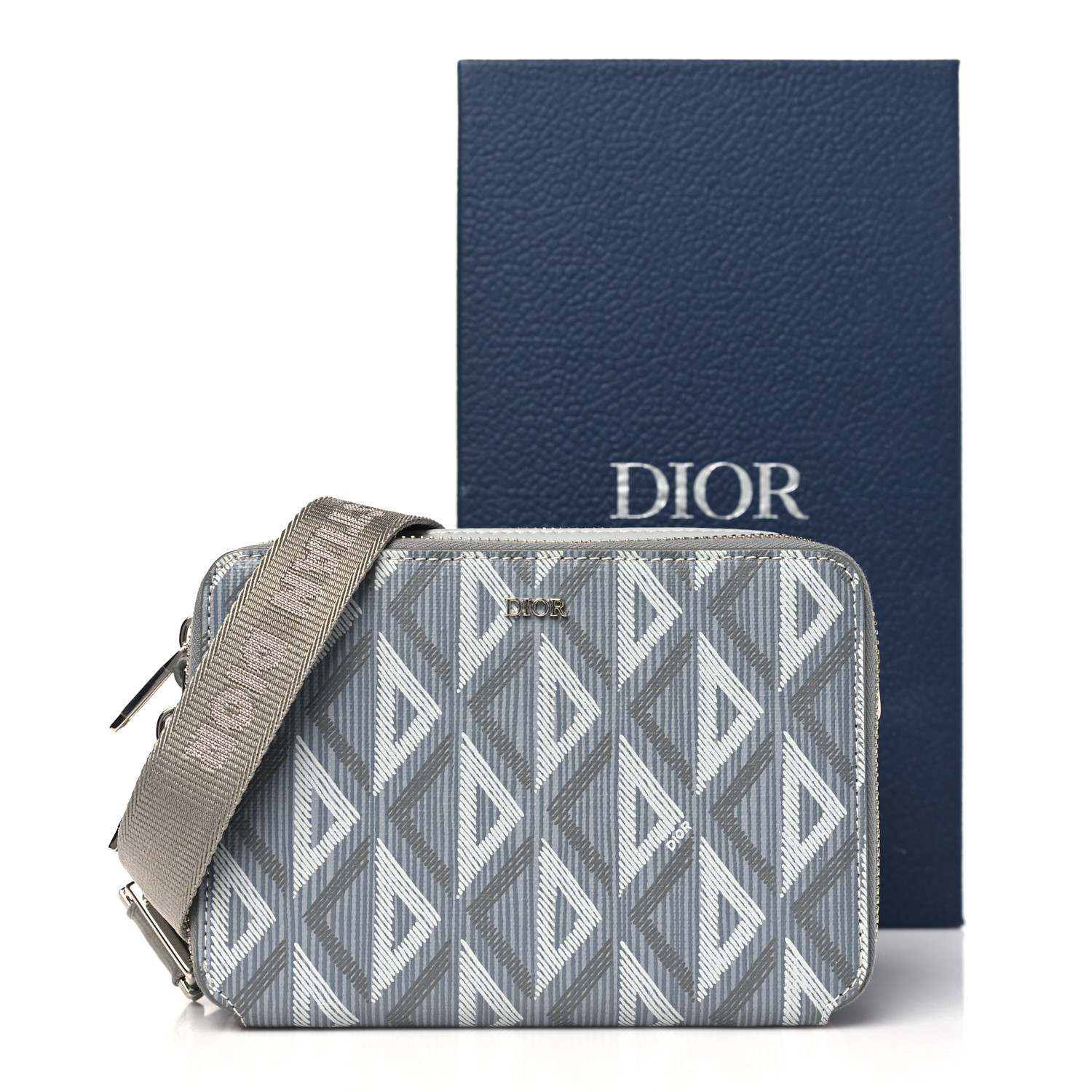 クリスチャンDior CHRISTIAN DIOR Coated Canvas CD Diamond Messenger Pouch Grey