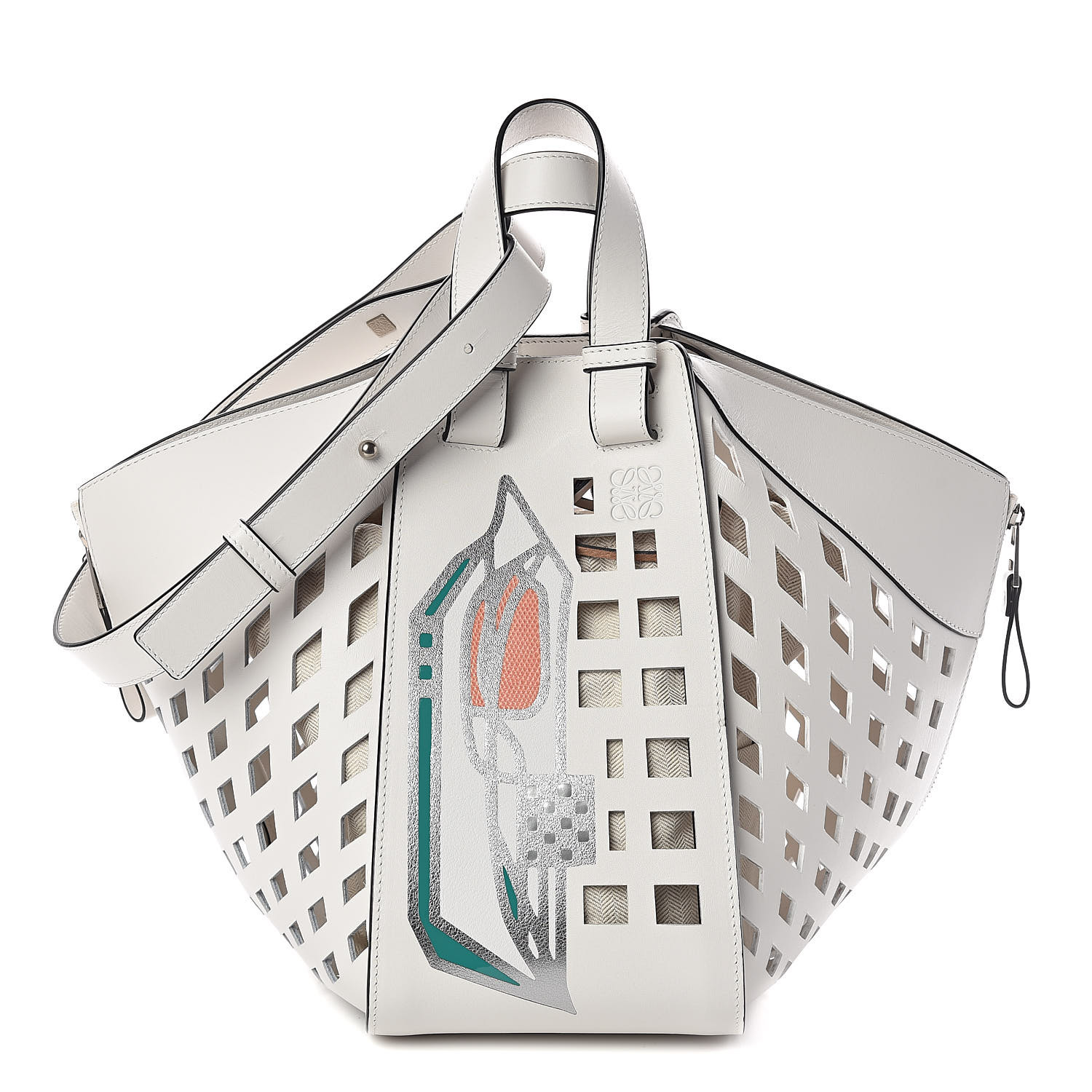 LOEWE ロエベ HAMMOCK TULIP MEDIUM BAG 38766XT38 1100 LOEWE Calfskin Medium Tulip Hammock Shoulder Bag White