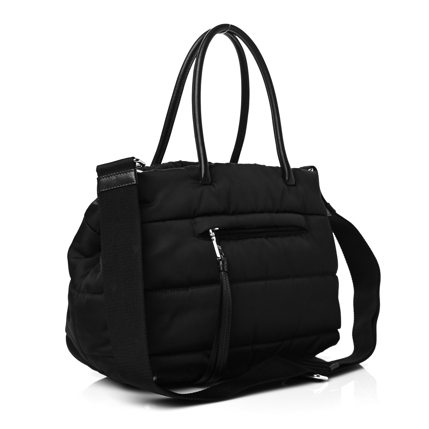 Prada Black Tessuto Nylon Bomber Shopping Tote Bag 1BG056