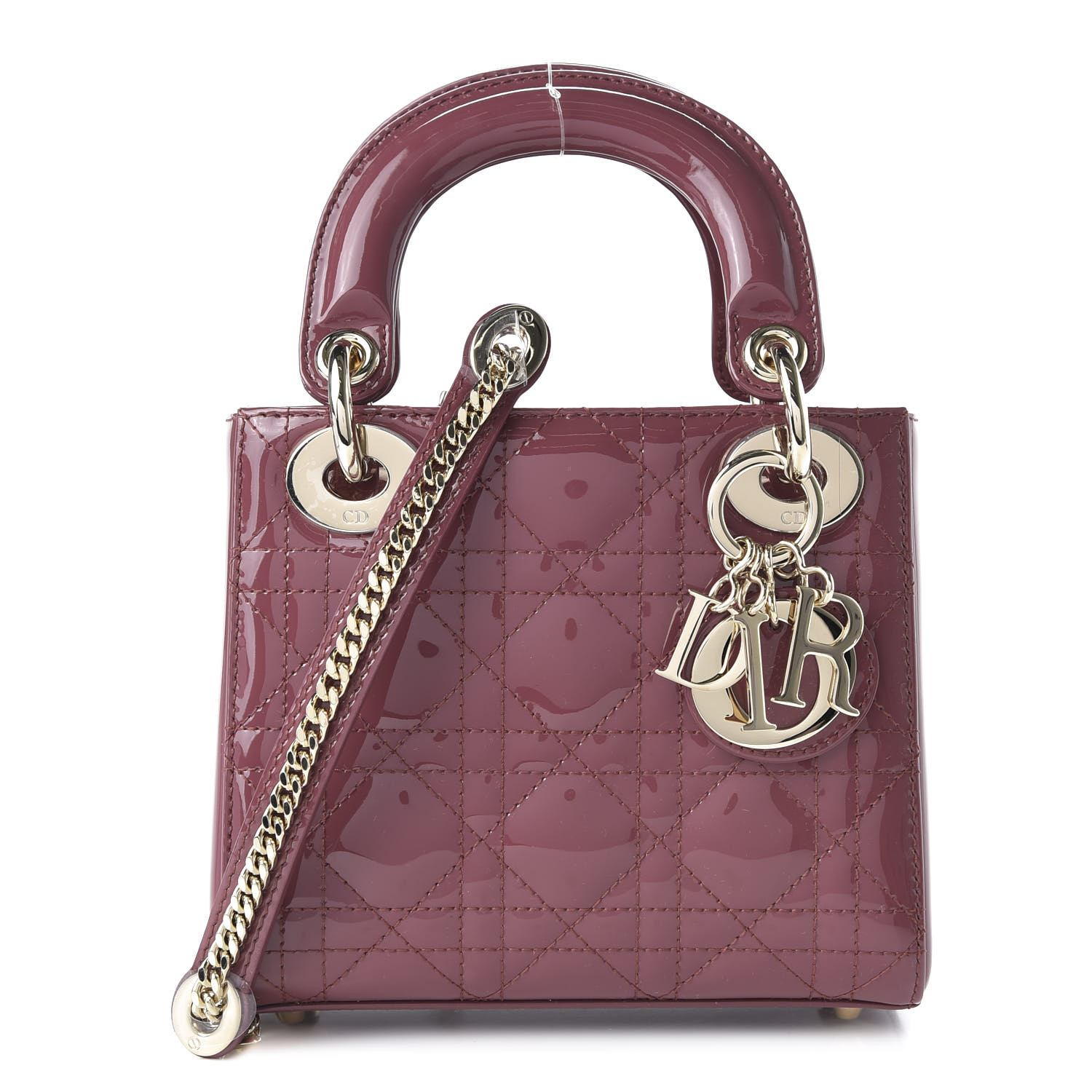 【ヴィンテージ】Rank:S☆Dior Dark Pink Mini Micro-Cannage CHRISTIAN DIOR Patent Cannage Mini Lady Dior Dark Pink