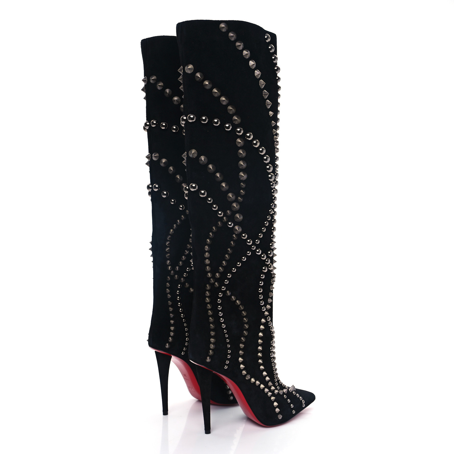 ◇bottです◇ CHRISTIAN LOUBOUTIN Suede Spiked Astrilarge Botta Pika Knee