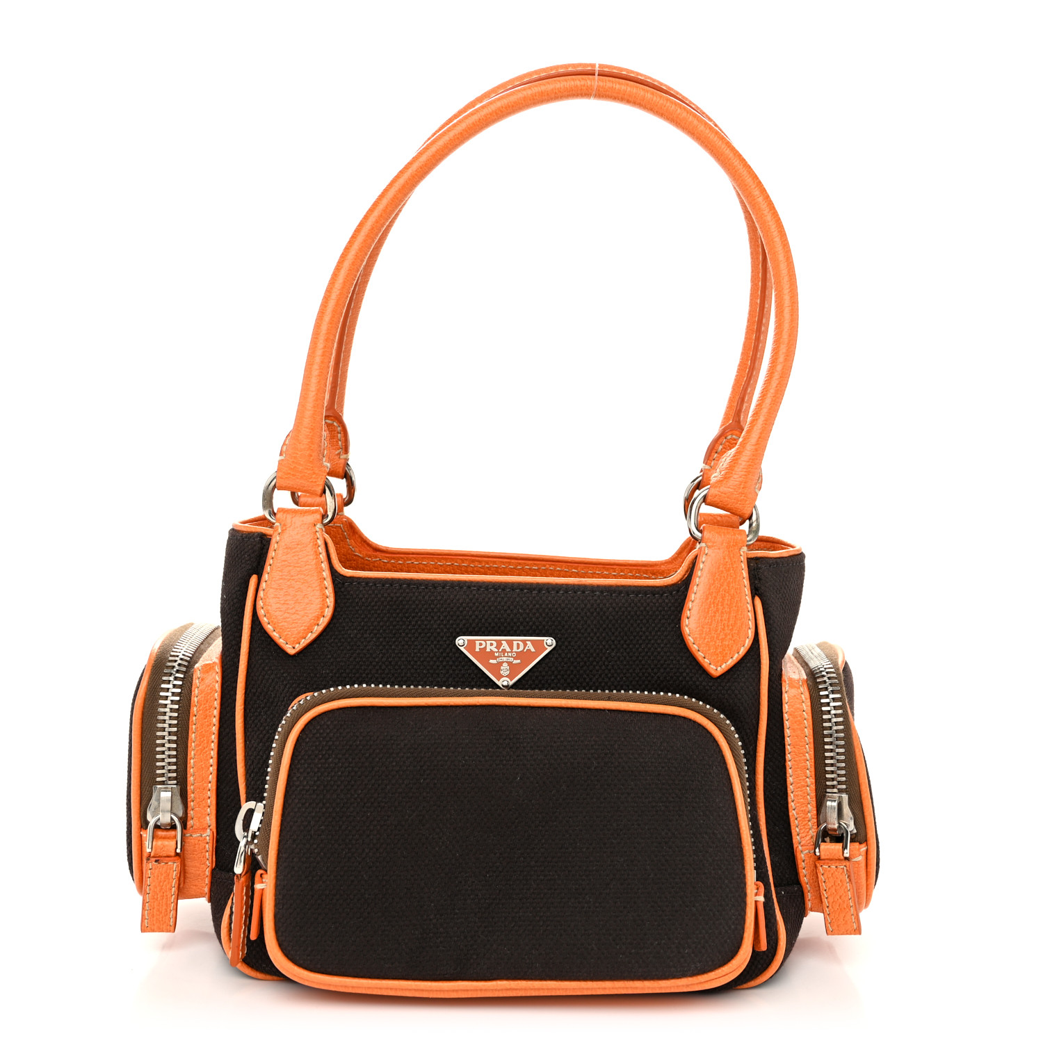 バッグ PRADA CINGHIALE TRAVE CACAO PRADA Canapa Cinghiale Shoulder Bag Ebano Orange 1612236