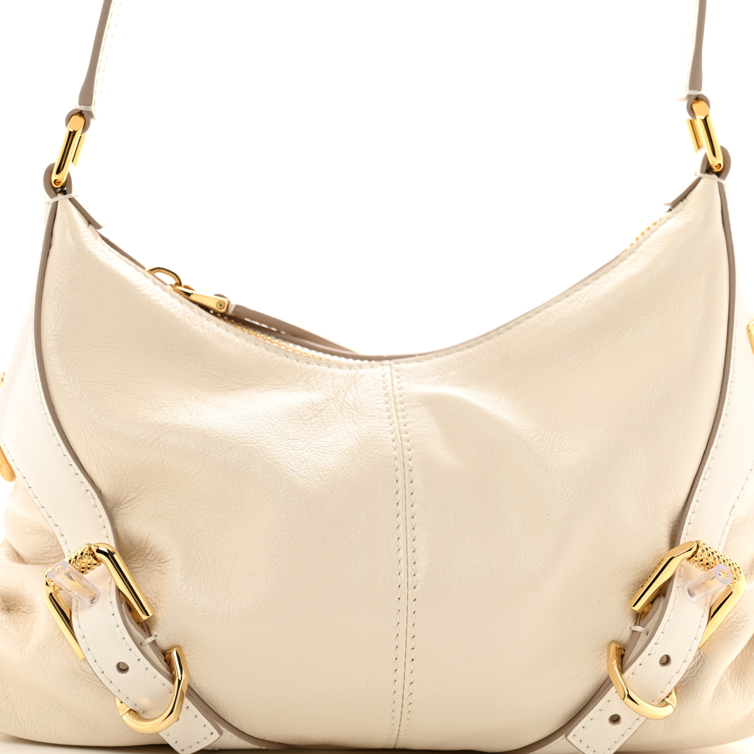 GIVENCHY Tumbled Calfskin Voyou Harness Shoulder Bag White