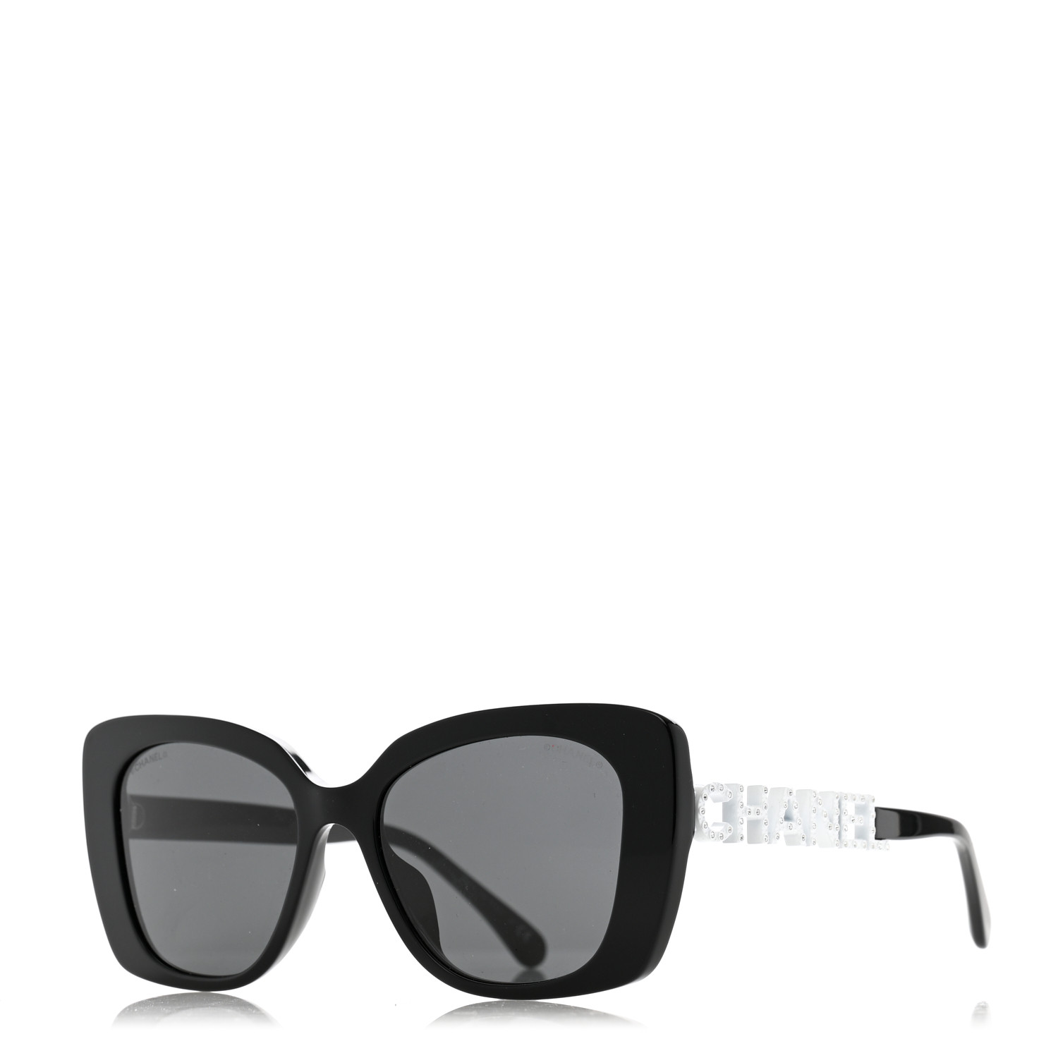 CHANEL Acetate Strass Square Sunglasses 5422-B-A Black White