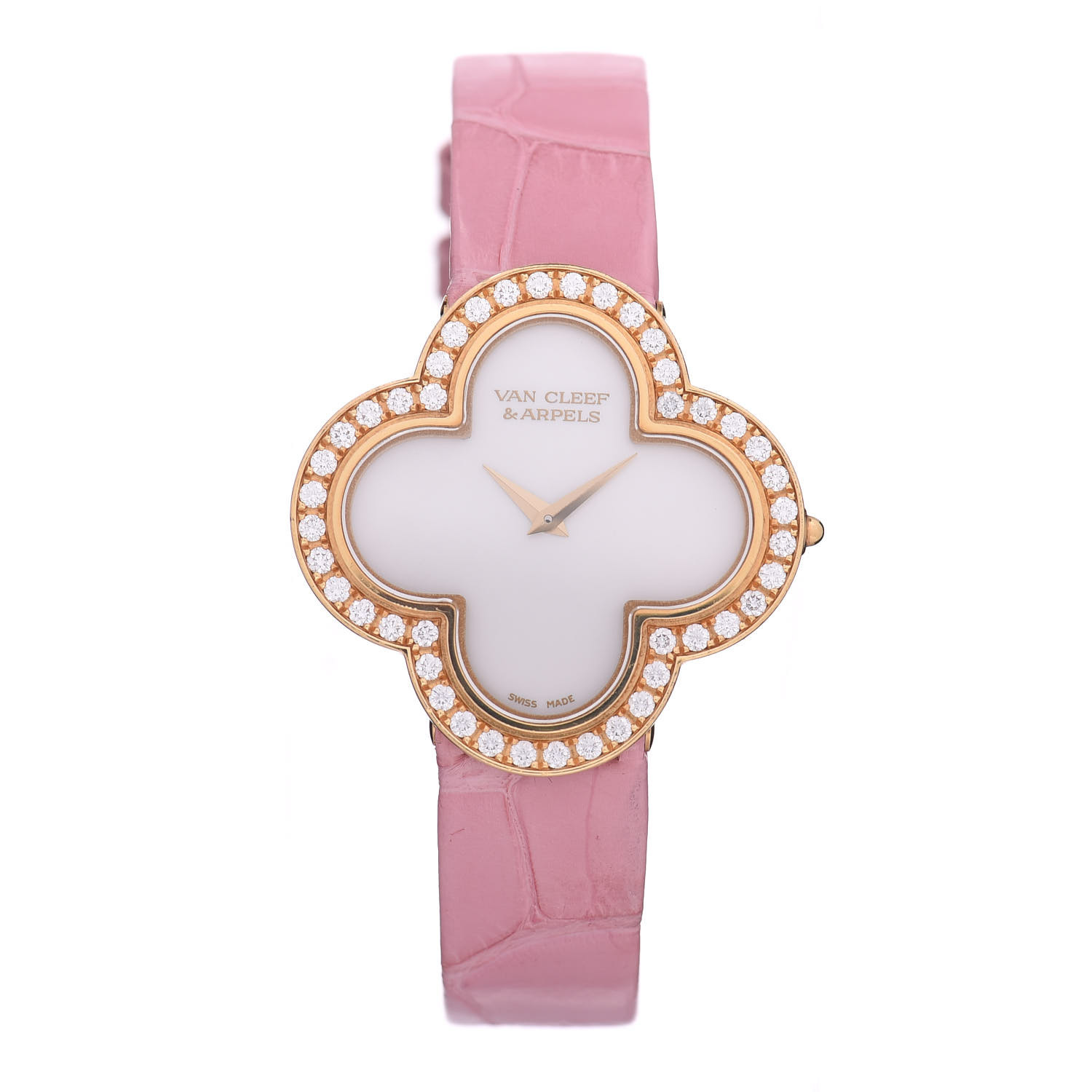 VAN CLEEF & ARPELS 18K Yellow Gold Alligator Diamond Bezel