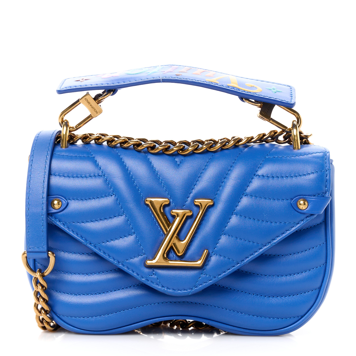LOUIS VUITTON Calfskin New Wave Chain PM Blue Neon 1486579
