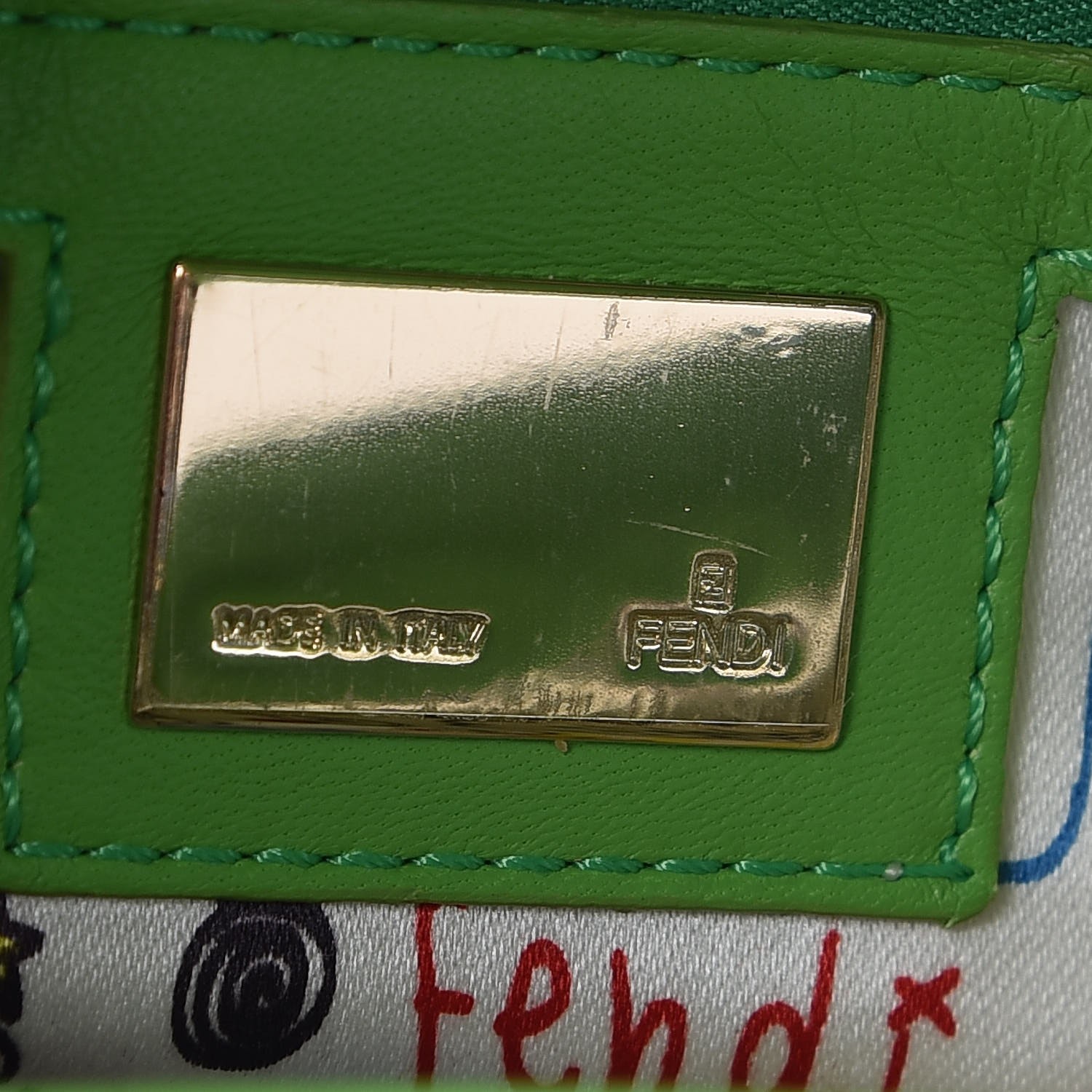 【関税&送料込】Fendi Pastel Green Nappa Leather Micro Bague FENDI Nappa Logo Embossed Baguette Green 308893 | FASHIONPHILE