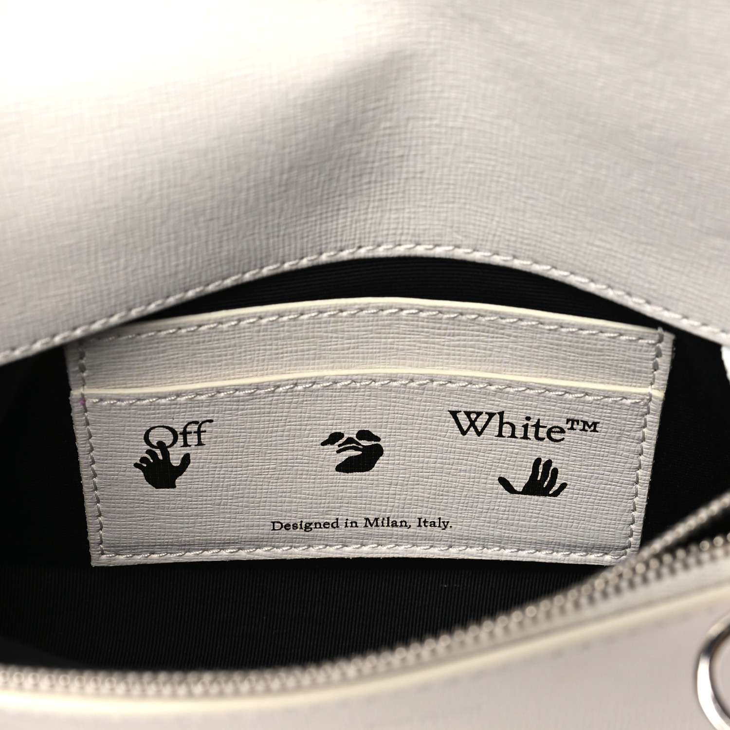 OFF-WHITE Saffiano Striped Mini Diag Binder Clip Bag White