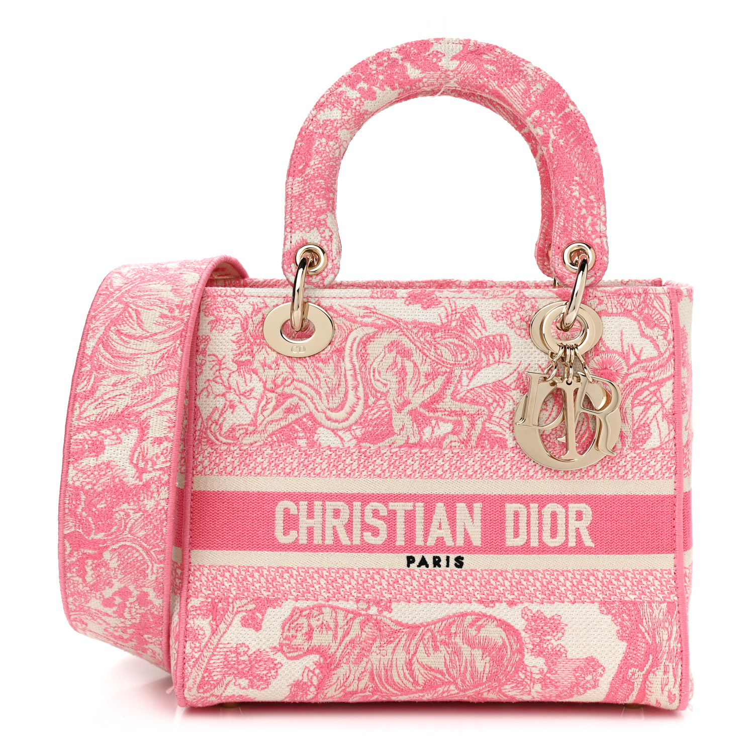 ◆希少◆VINTAGE◆関送込【DIOR】2020*Lady Dior*D-Lite*バッグ CHRISTIAN DIOR Canvas Toile De Jouy Embroidered Medium Lady