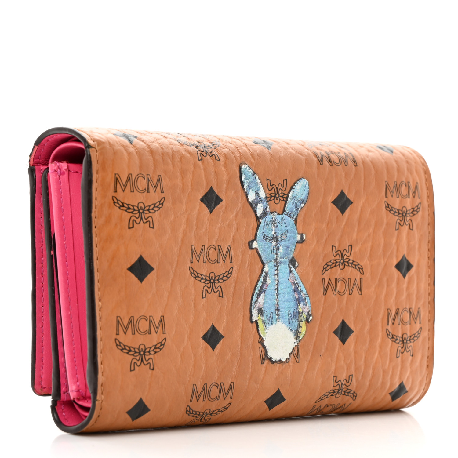 MCM財布 MCM Visetos Rabbit Tri-Fold Wallet Cognac 1409113 | FASHIONPHILE