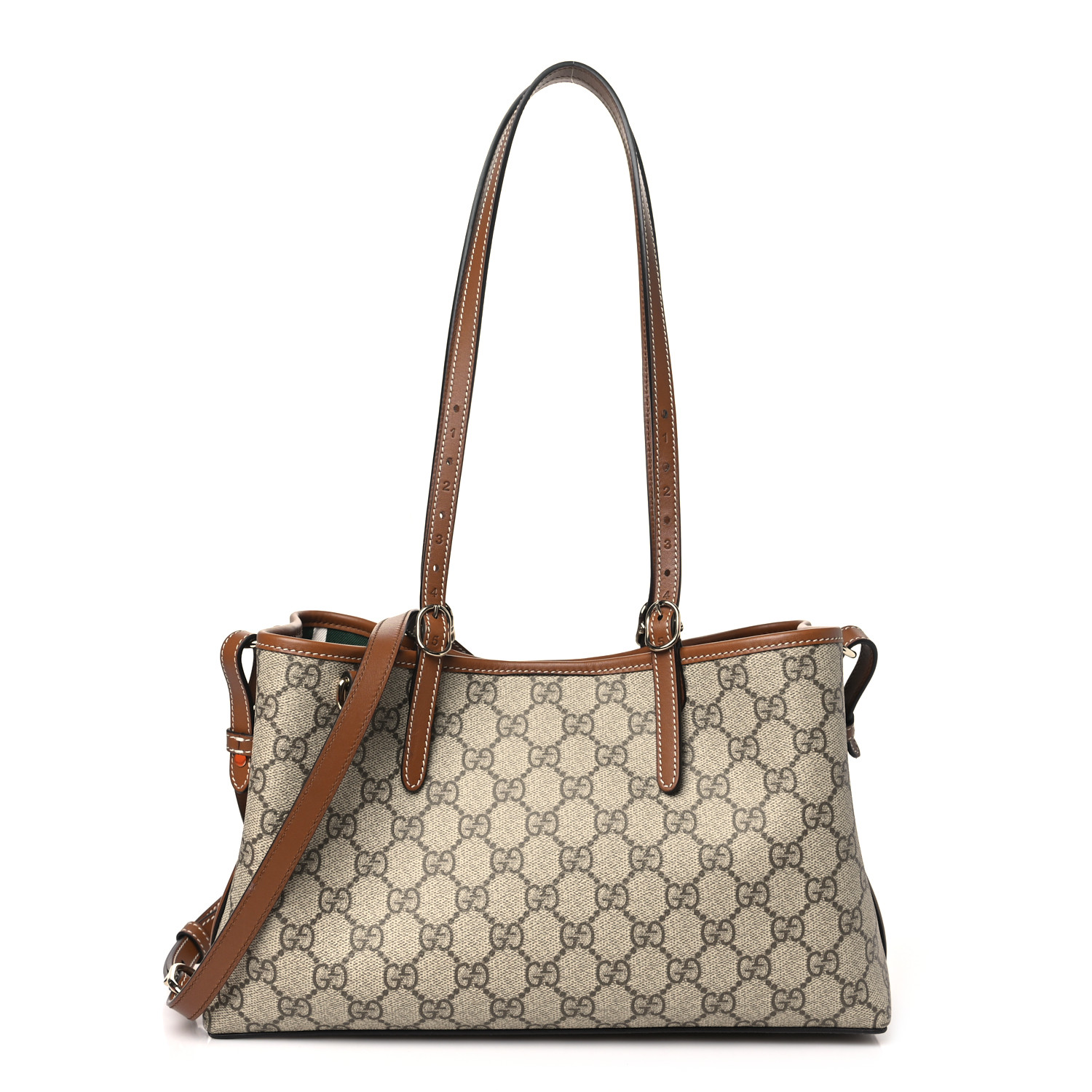 トートバッグ Gucci Gg Emblem Small Shopping Bag In Gg Leather GG Emblem medium tote bag in beige and dark brown fabric