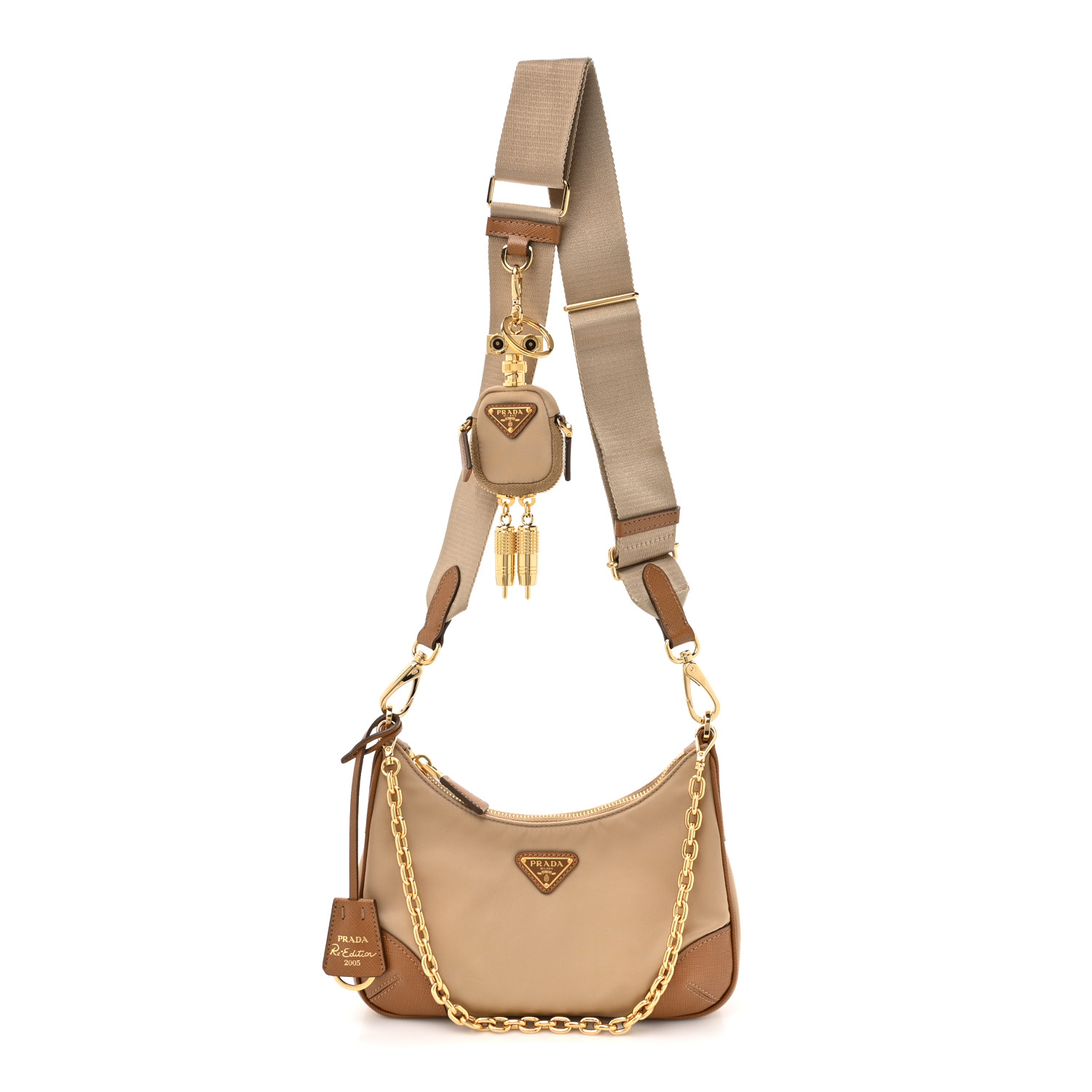 関税送料込 PRADA Re-Edition 2005 サフィアーノ バッグ Caramel Camel/Caramel Prada Re-Edition 2005 Re-Nylon and Saffiano