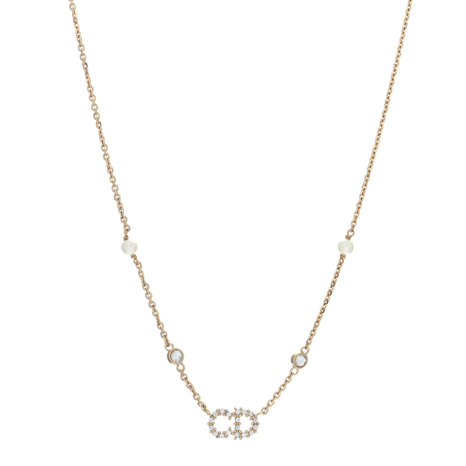 胸元に煌めく【 Dior 】Clair D Lune Clair D Lune Necklace Gold-Finish Metal, White Resin Pearls