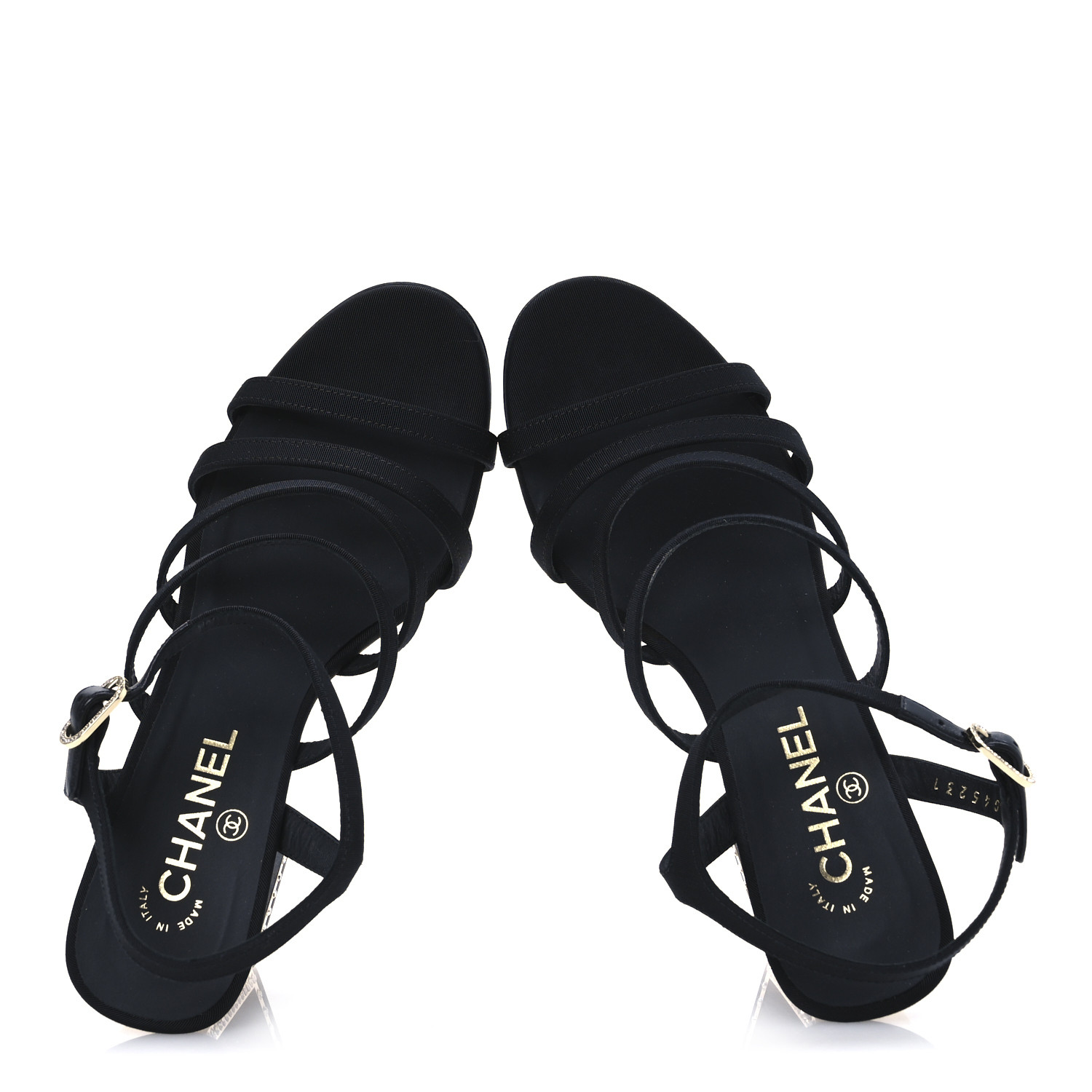 CHANEL ミュール CHANEL Grosgrain Crystal CC Sandals 41 Black 1688644