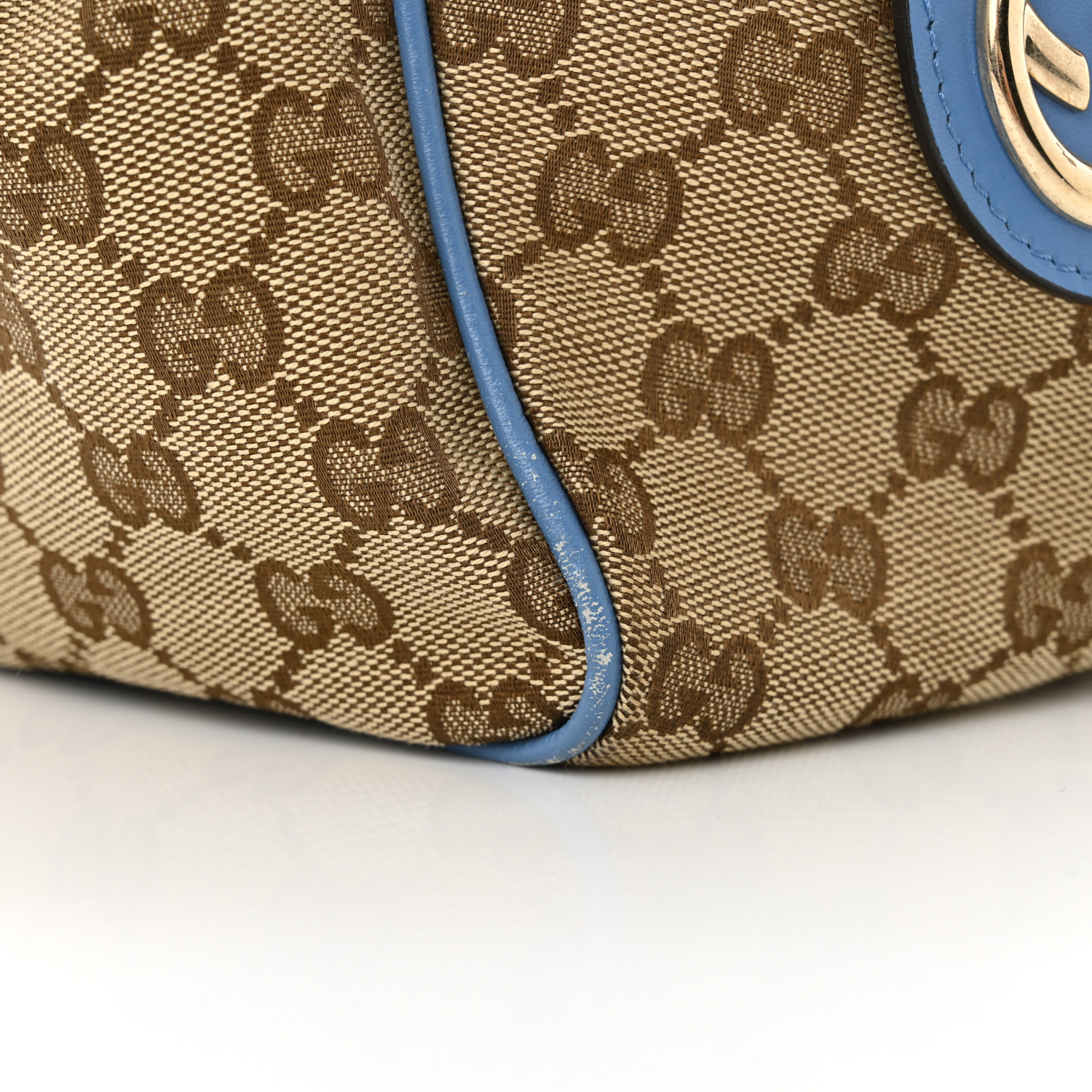 GUCCI Monogram Lurex Medium Sukey Tote Blue 1686587