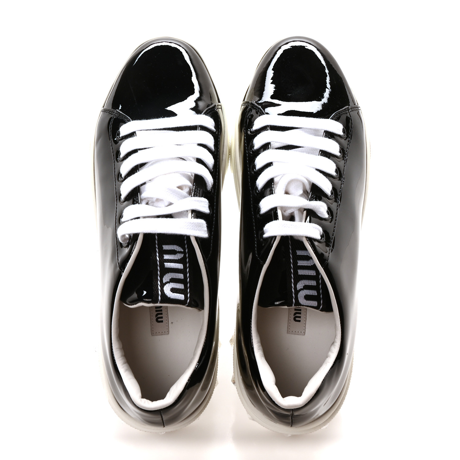 MIU MIU Patent Crystal Sneakers 39.5 Black 1694125
