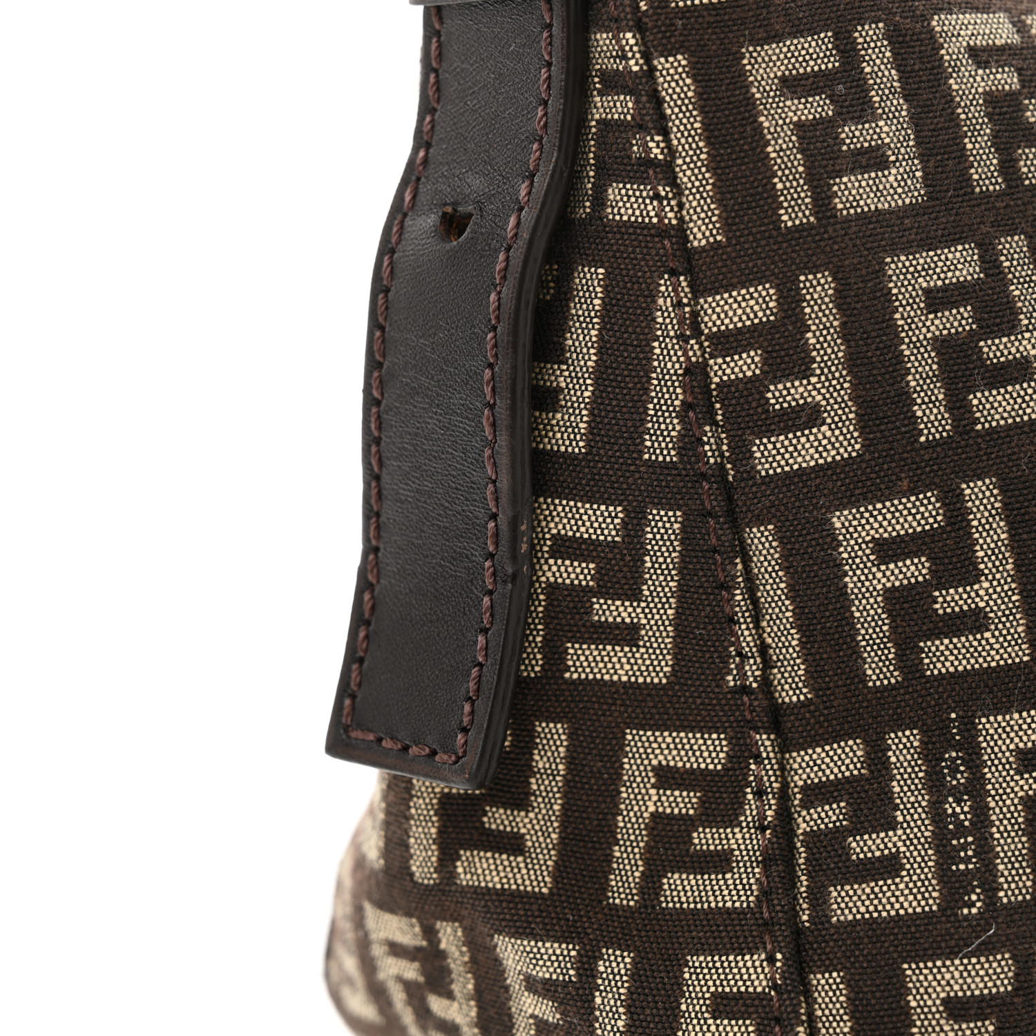 FENDI Zucchino Vitello Baguette Mogano Panna Bruciato