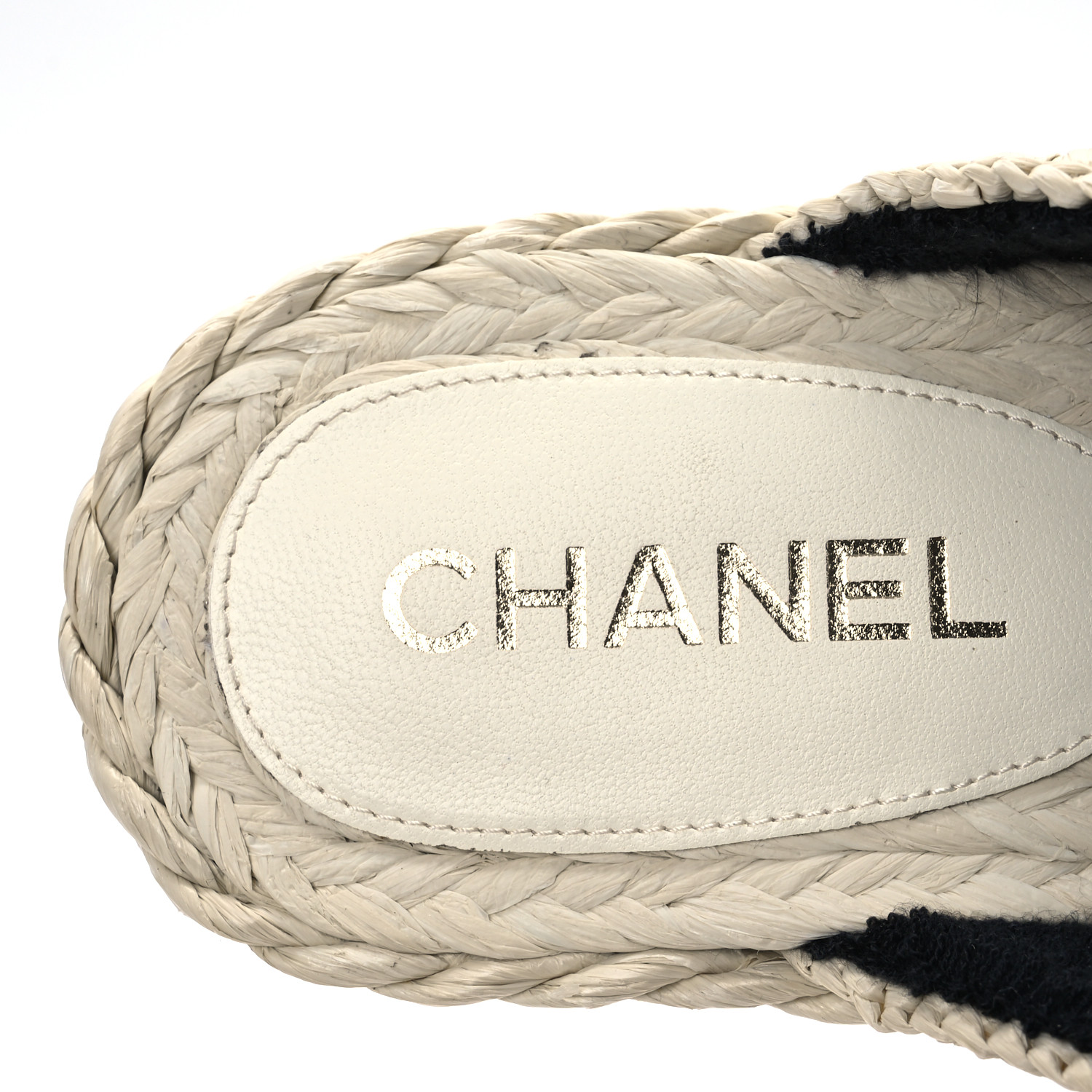 CHANEL フラワー CHANEL Raffia Camellia Flower Thong Sandals 38.5 Ivory