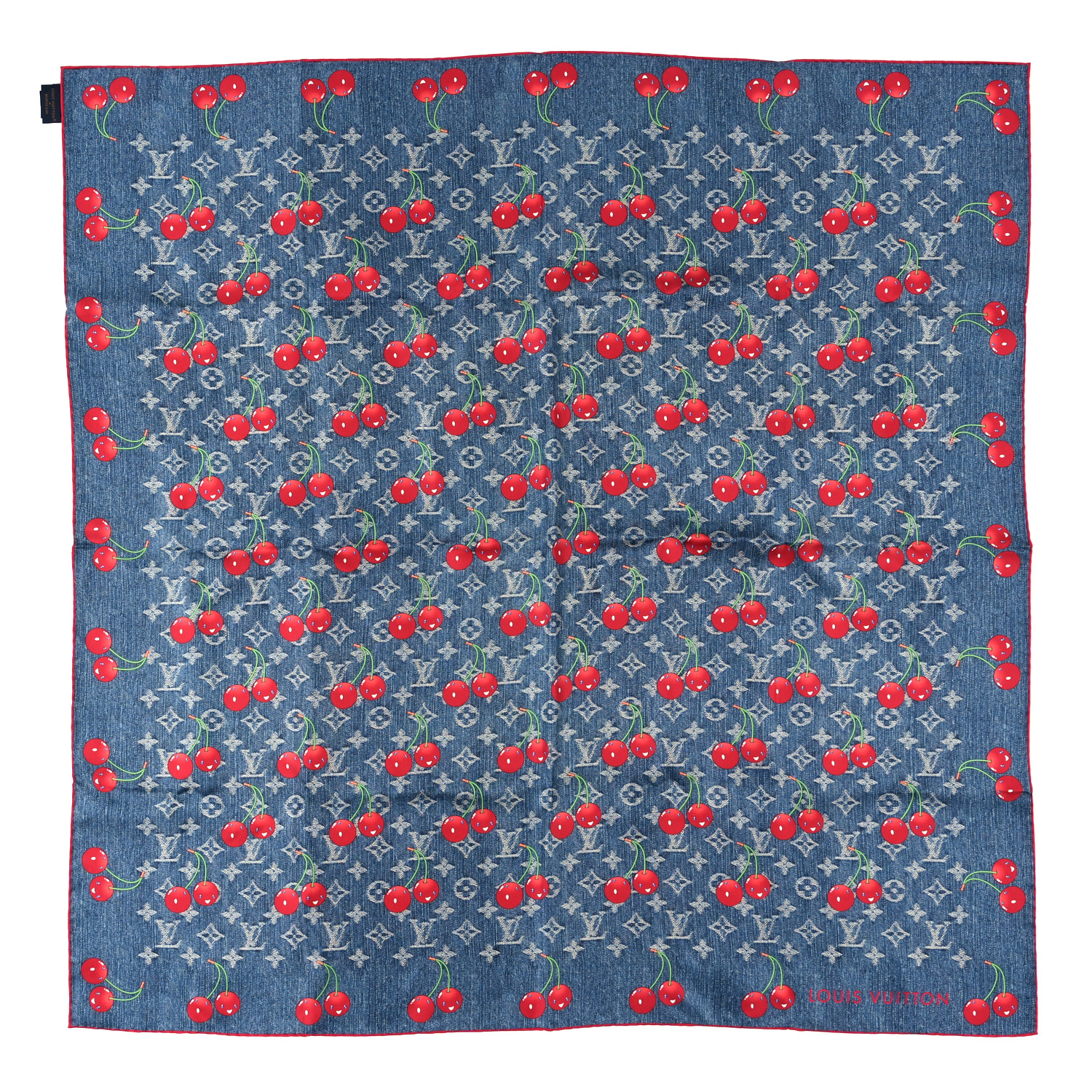 LOUIS VUITTON LV X TM Wool Monogram Cerise Shawl Denim Blue