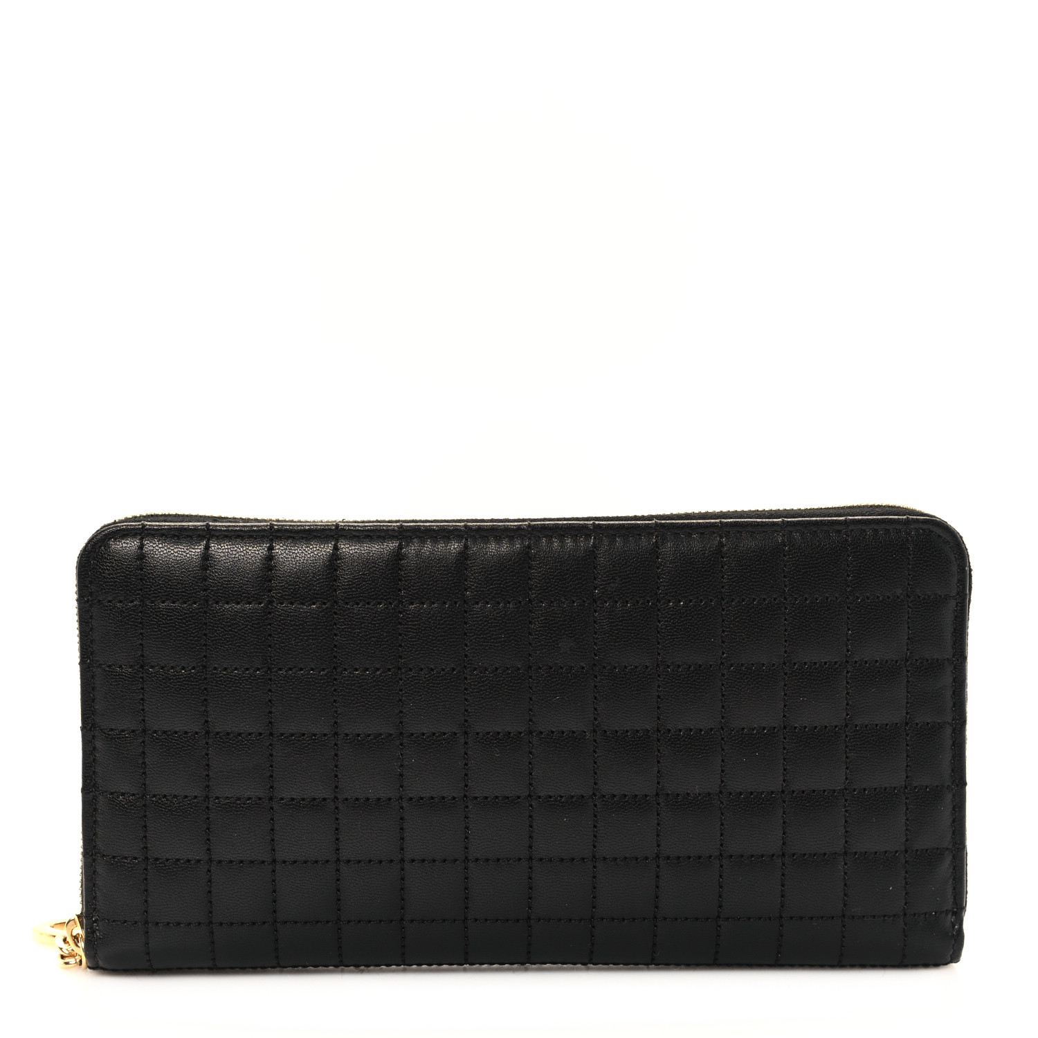 CELINE Lambskin Quilted Large C Charm Zip Around Wallet