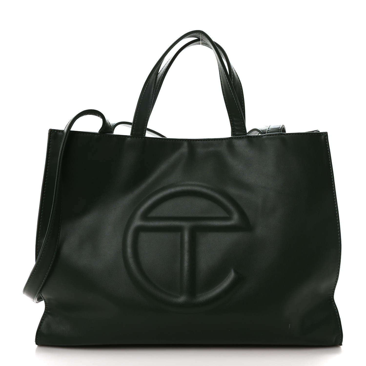TELFAR Vegan Leather Medium Shopping Bag Dark Olive 1694058