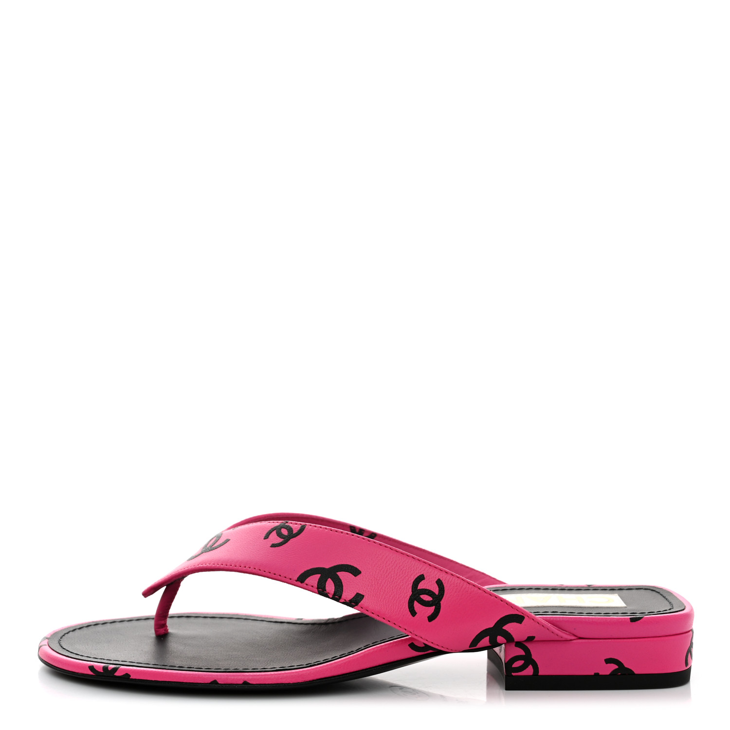 CHANEL Printed Lambskin Coco Beach Thong Sandals 36 Dark