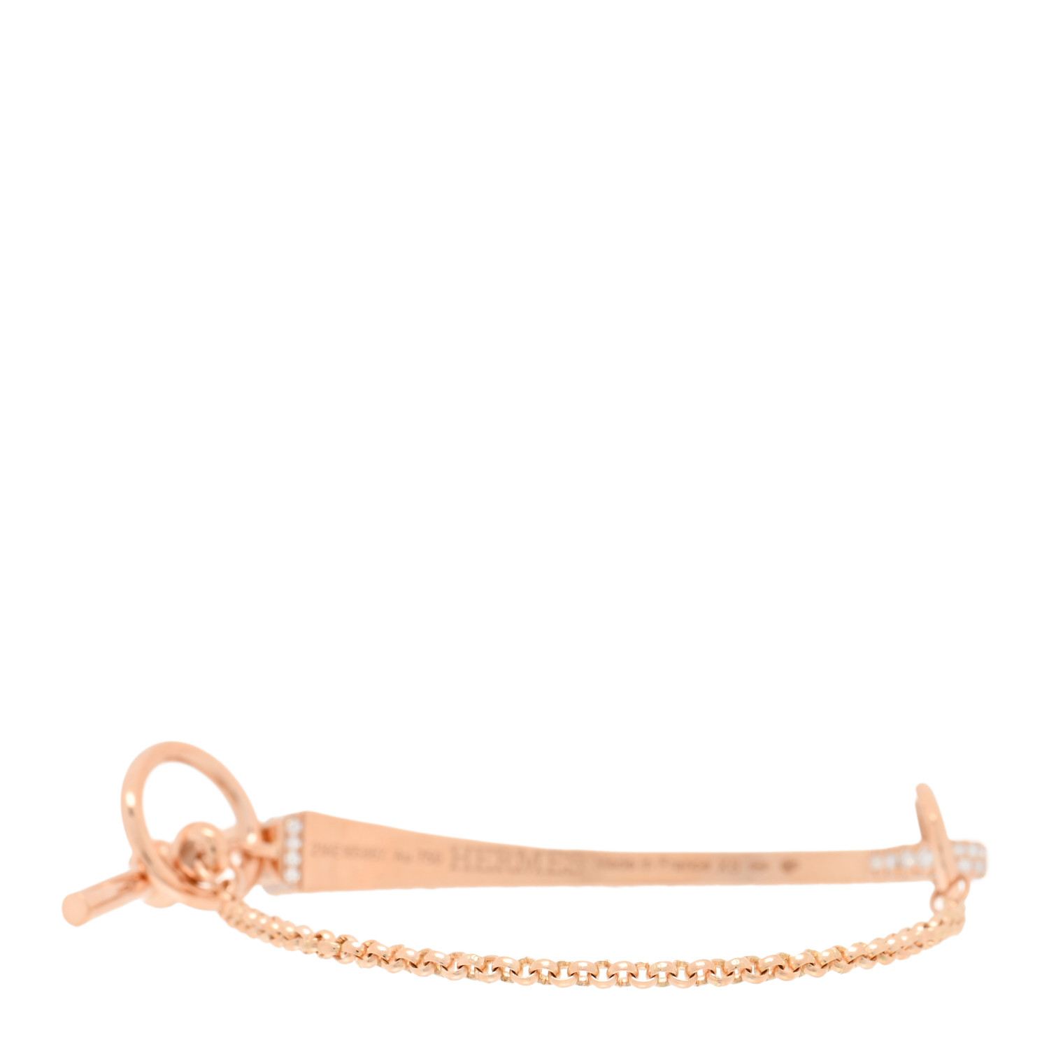 HERMES 18K Rose Gold Diamond Clou de Forge Bracelet XS