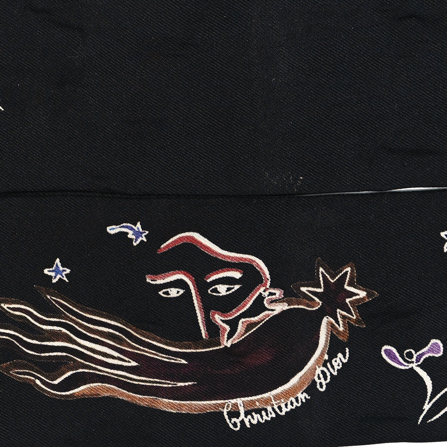 Christian Dior ブラックラメスカーフ CHRISTIAN DIOR Silk L'Hiver Mitzah Scarf Black 1249643