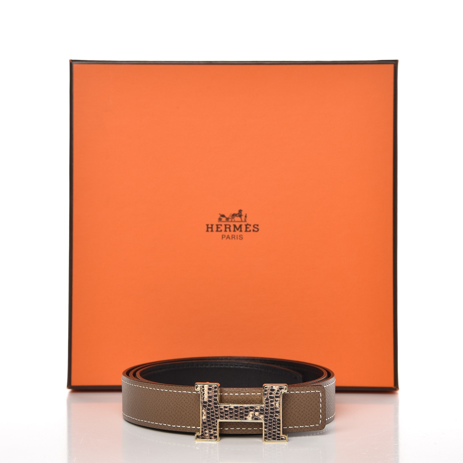HERMES Epsom Swift Lizard 24mm Mini Constance H Belt 80