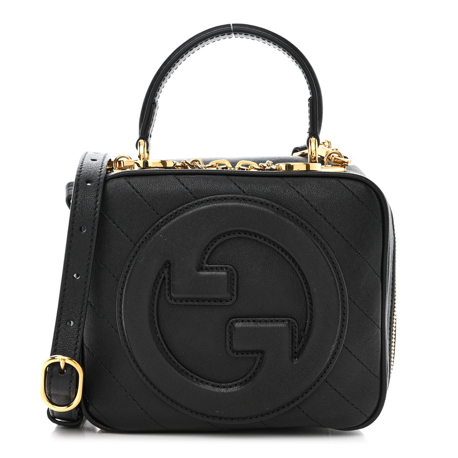 【GUCCI】SAKAI Blondie Diagonal Stitch Shoulder Bag Black GUCCI Sakai Be Green Calfskin Diagonal Stitched Blondie Top