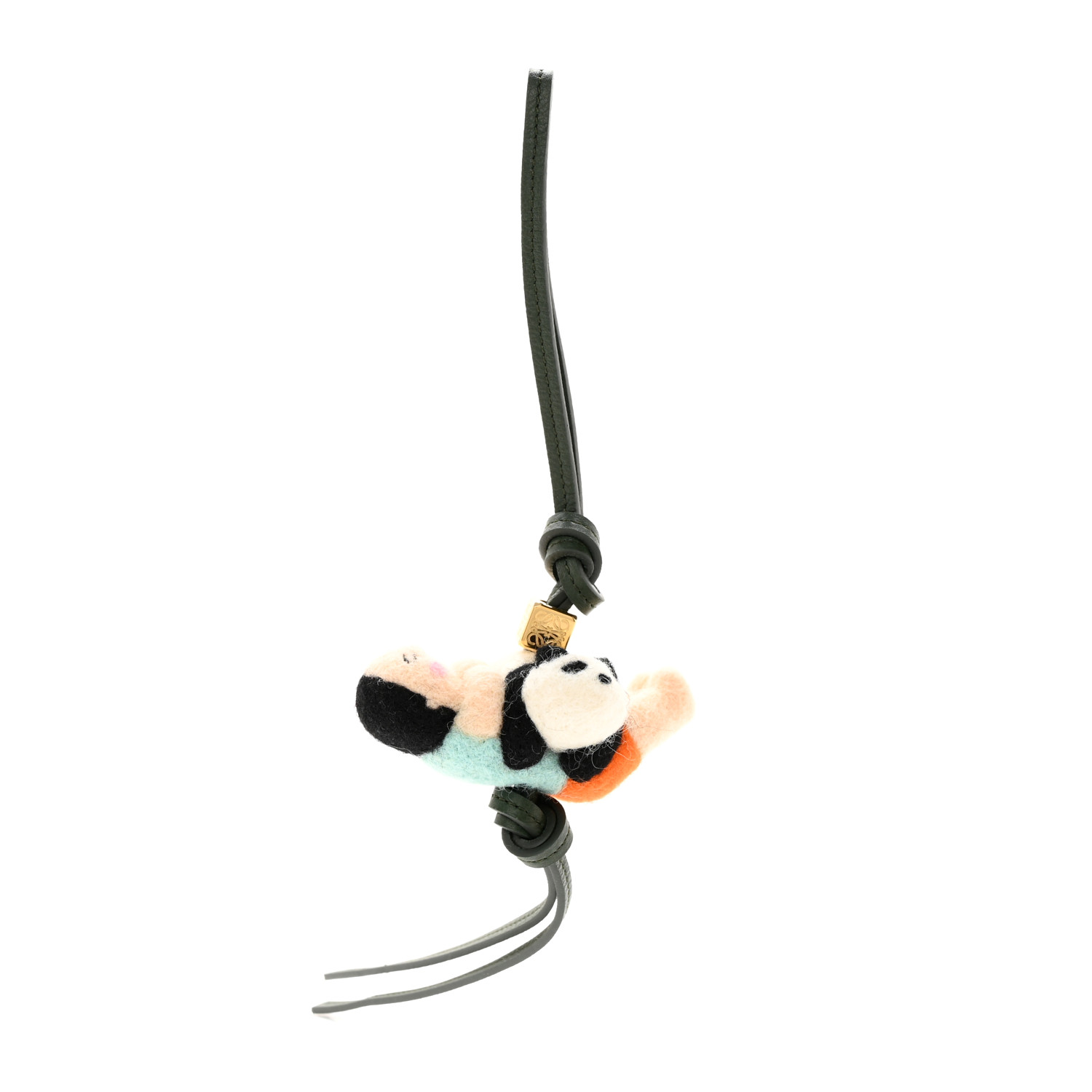 LOEWE X SUNA FUJITA Calfskin Felt Panda with Kid Charm Black