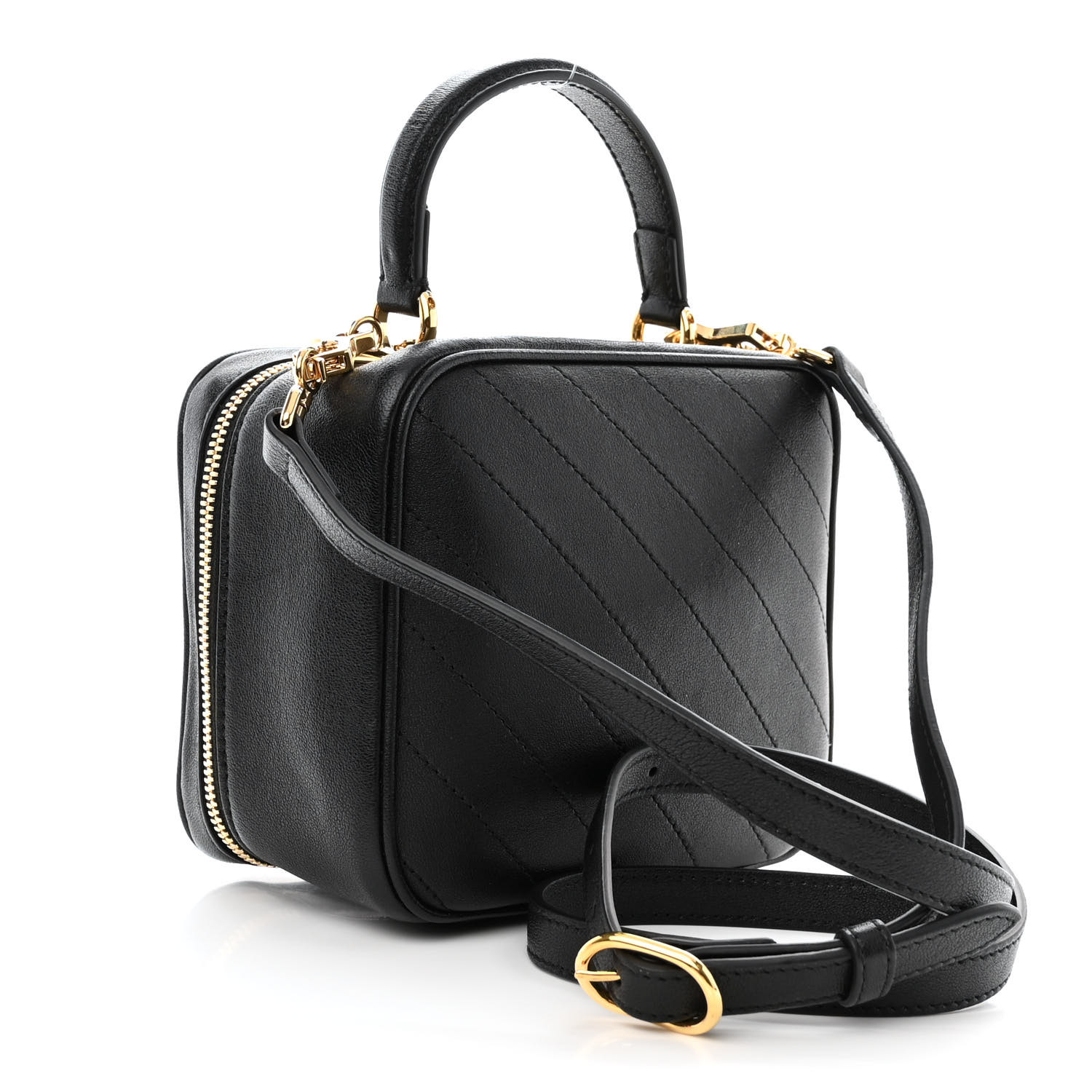 【GUCCI】SAKAI Blondie Diagonal Stitch Shoulder Bag Black GUCCI Sakai Be Green Calfskin Diagonal Stitched Blondie Top