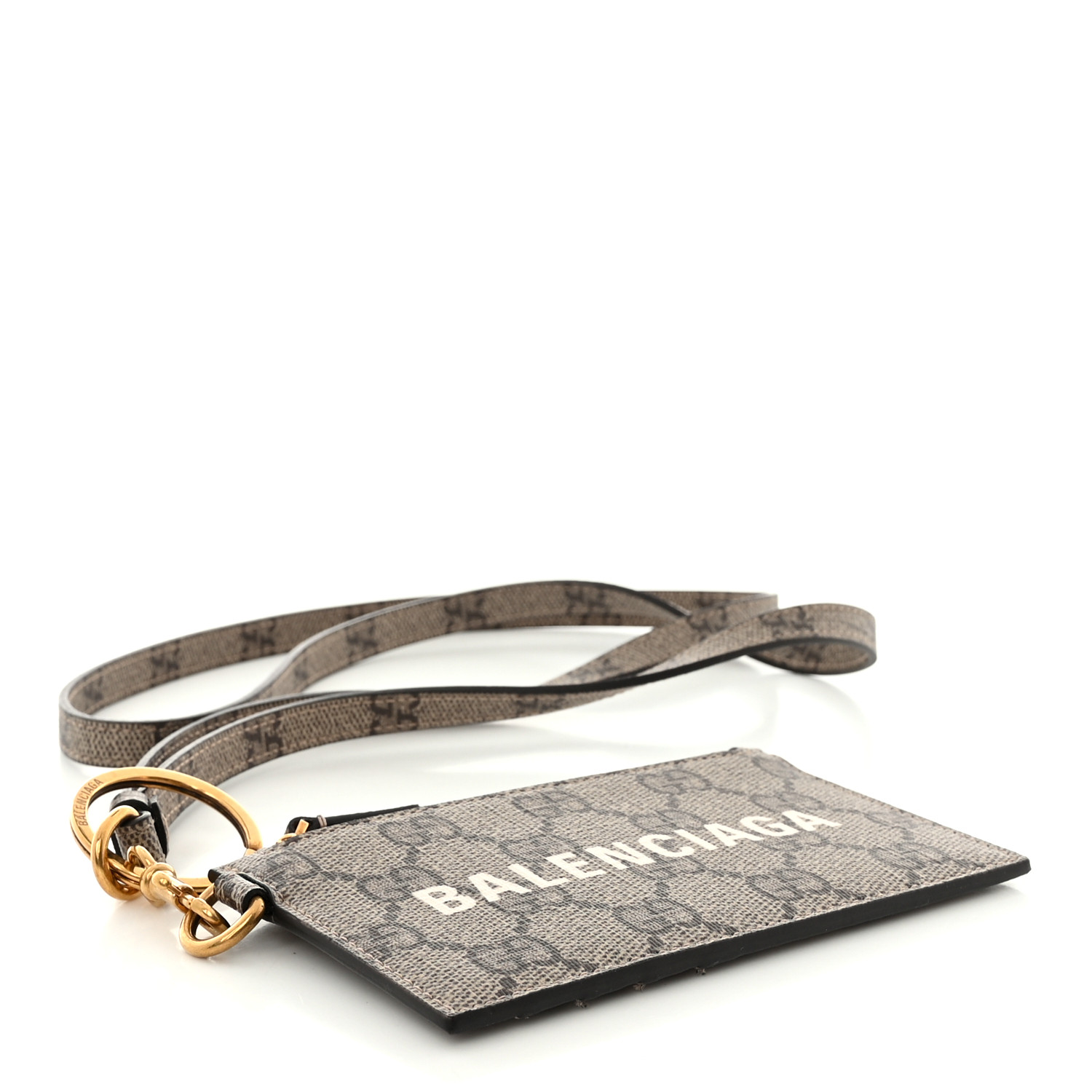 バレンシアガ コラボ Gucci Balenciaga Card Case Strap Beige The Hacker Project Gucci Balenciaga Card Case With Strap