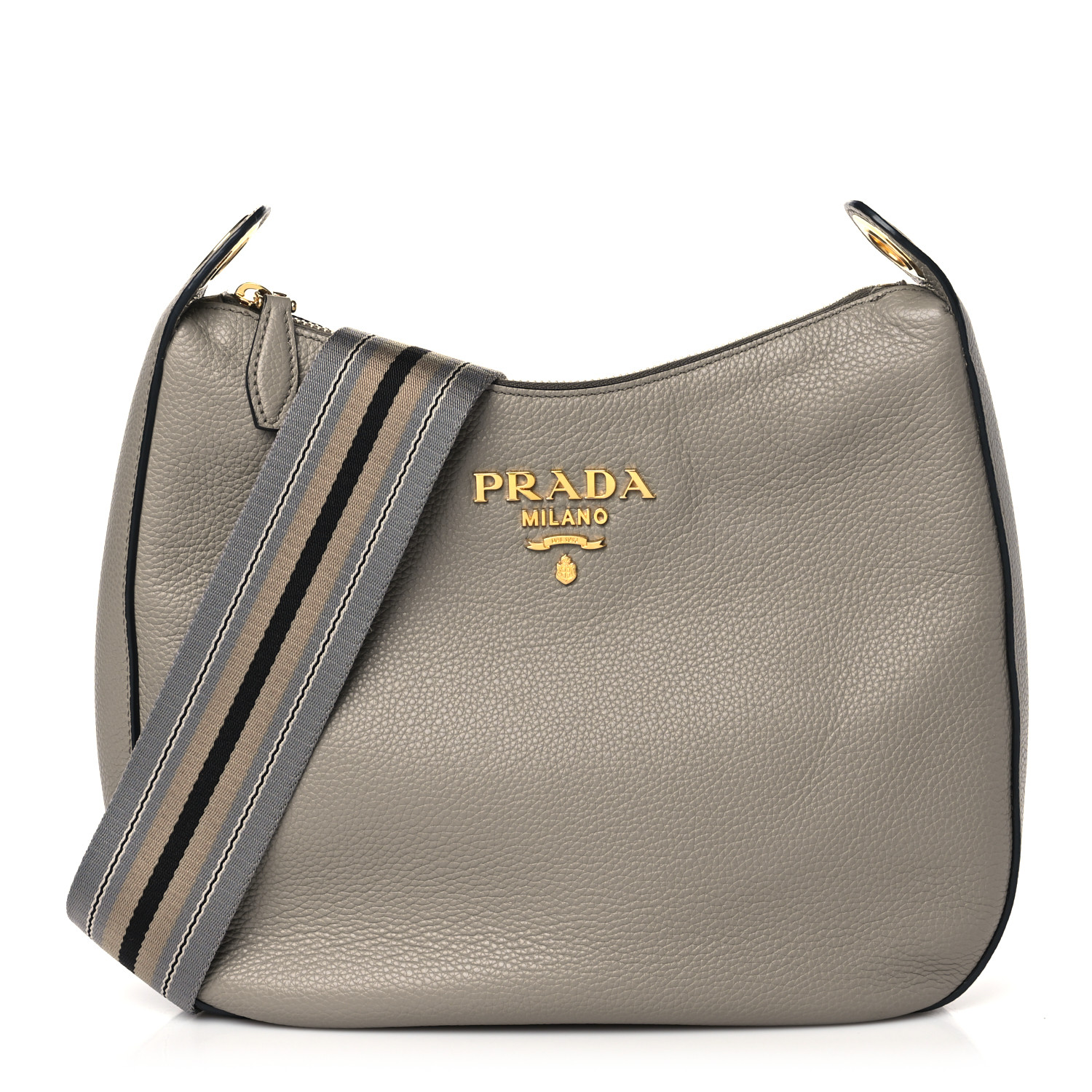 バッグ PRADA VITELLO PHENIX ARGILLA Prada Vitello Phenix Argilla Grey Leather Flap Crossbody Bag