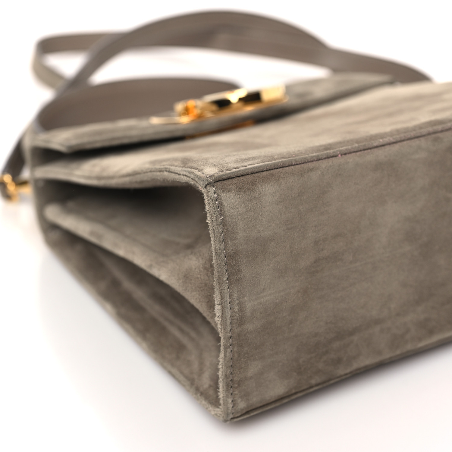 SALVATORE FERRAGAMO Suede Gancini 2-Way Top Handle Bag Taupe