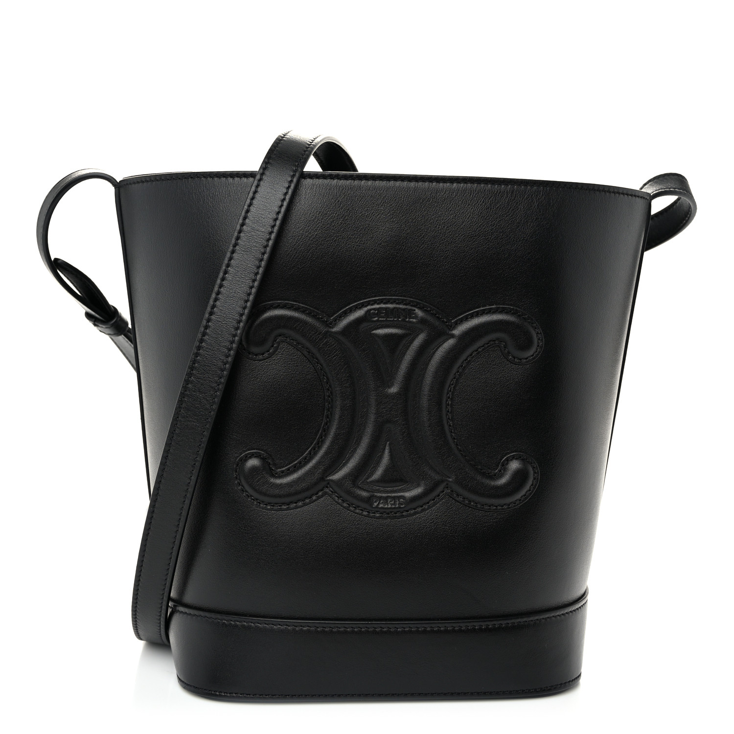 ☆CELINE☆直営店買付☆上品Small Bucket Bag/CUIR TRIOMPHE☆ CELINE Smooth Calfskin Small Cuir Triomphe Bucket Bag Black