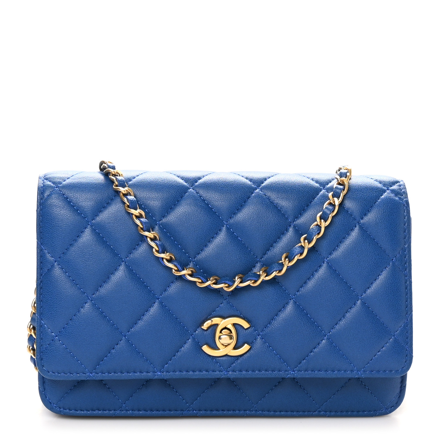 【ヴィンテージ】Rank:S☆Chanel Blue/Gold Bi ウエストバック Chanel Bi Classic Quilted Lambskin Leather Waist Bag