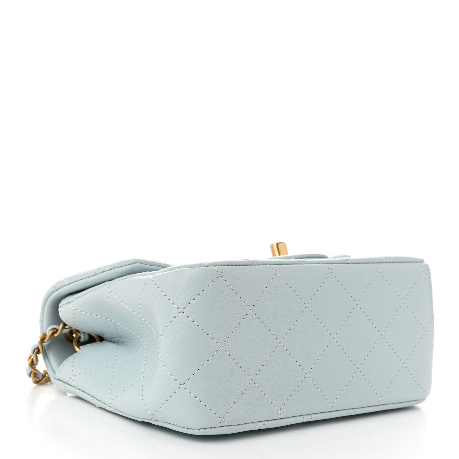 CHANEL Lambskin Quilted Mini Pearl Crush Flap Light Blue