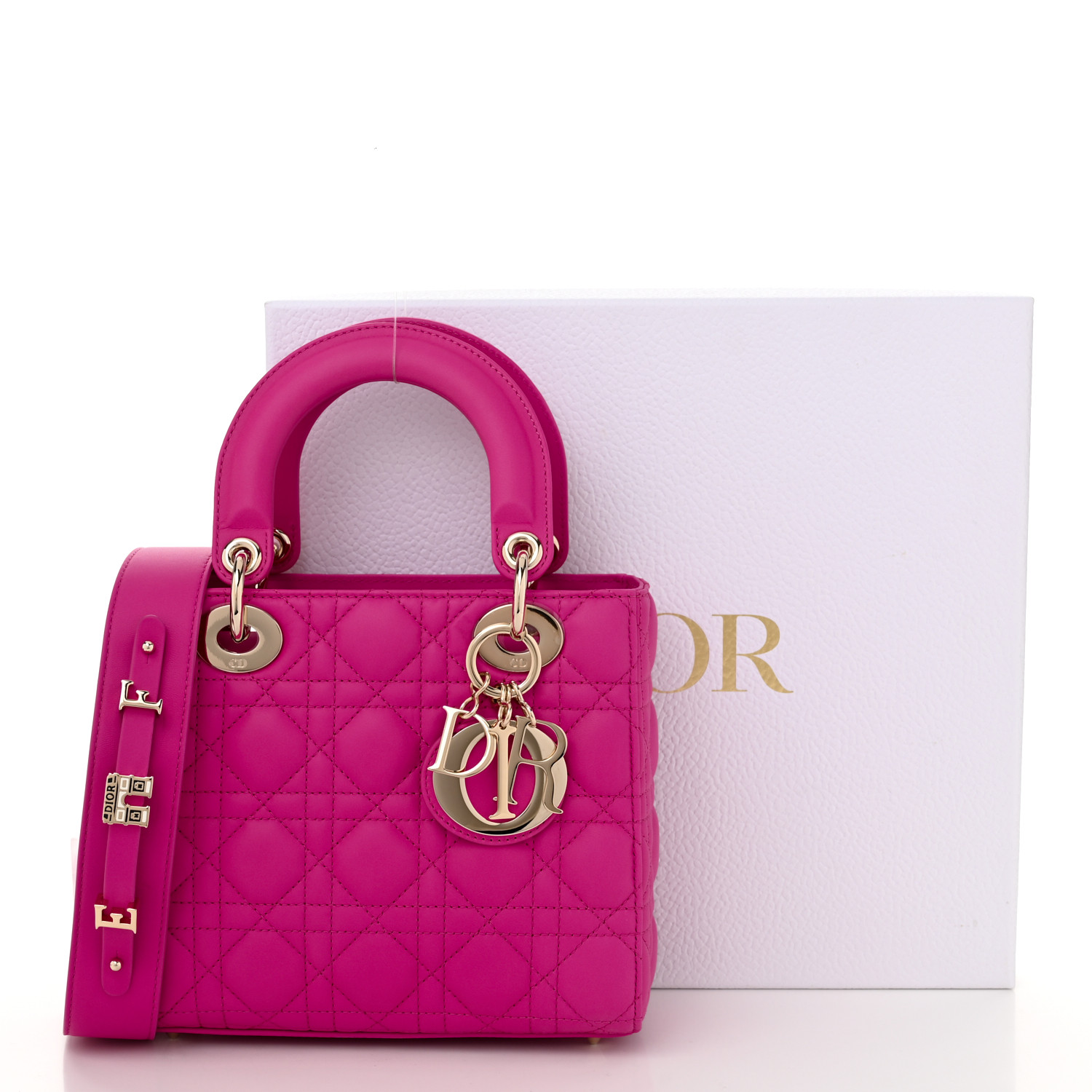CHRISTIAN DIOR Lambskin Cannage Small My ABCDior Lady Dior