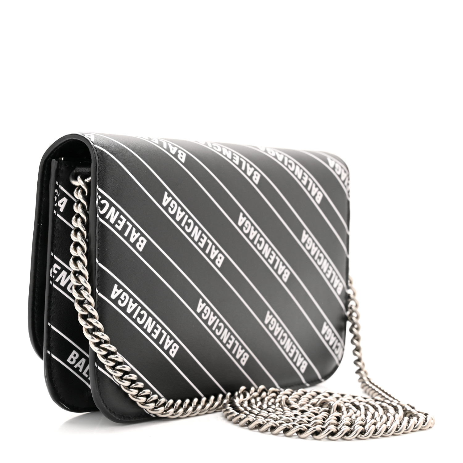 BALENCIAGA Matte Calfskin Diagonal Allover Logo Print B