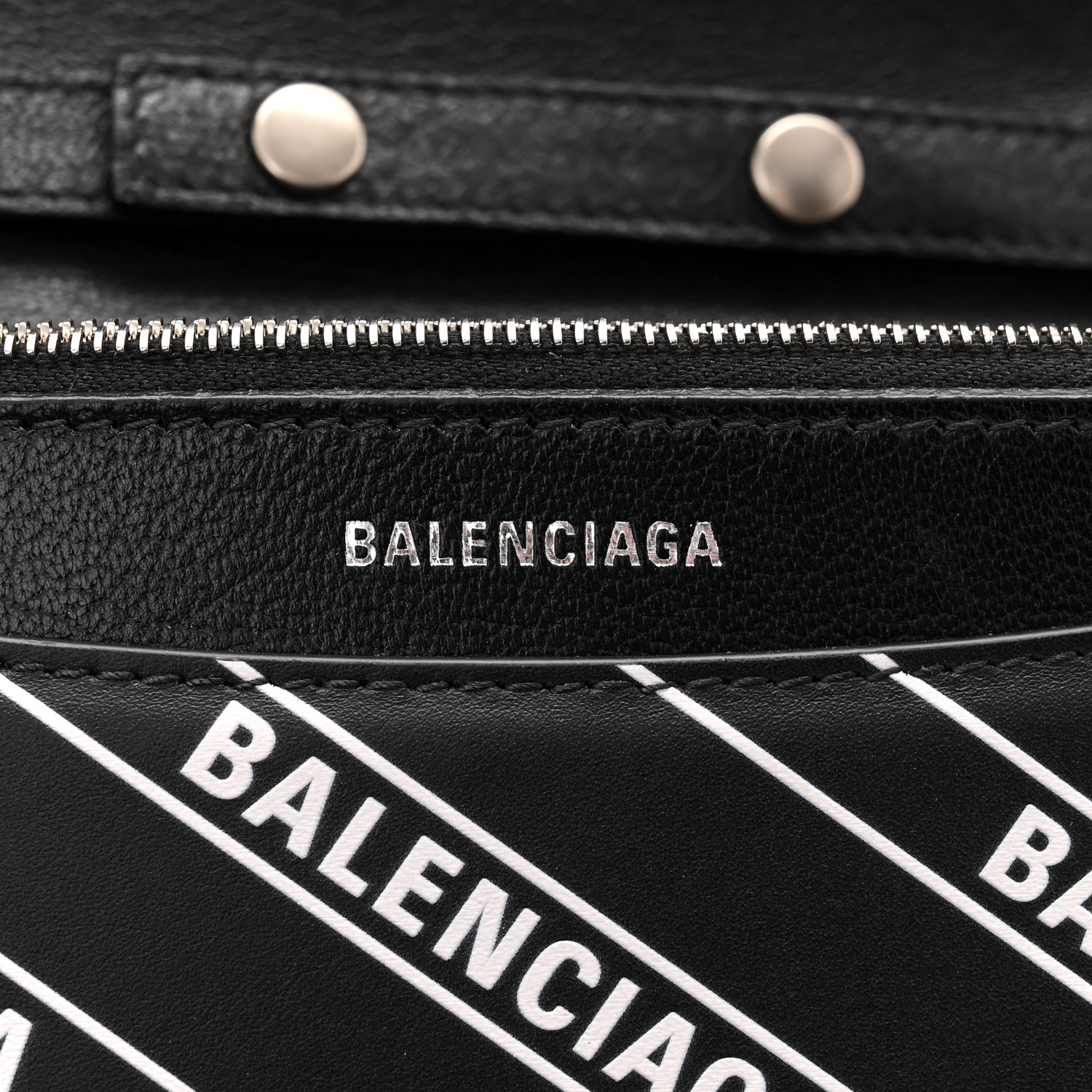 BALENCIAGA Matte Calfskin Diagonal Allover Logo Print B