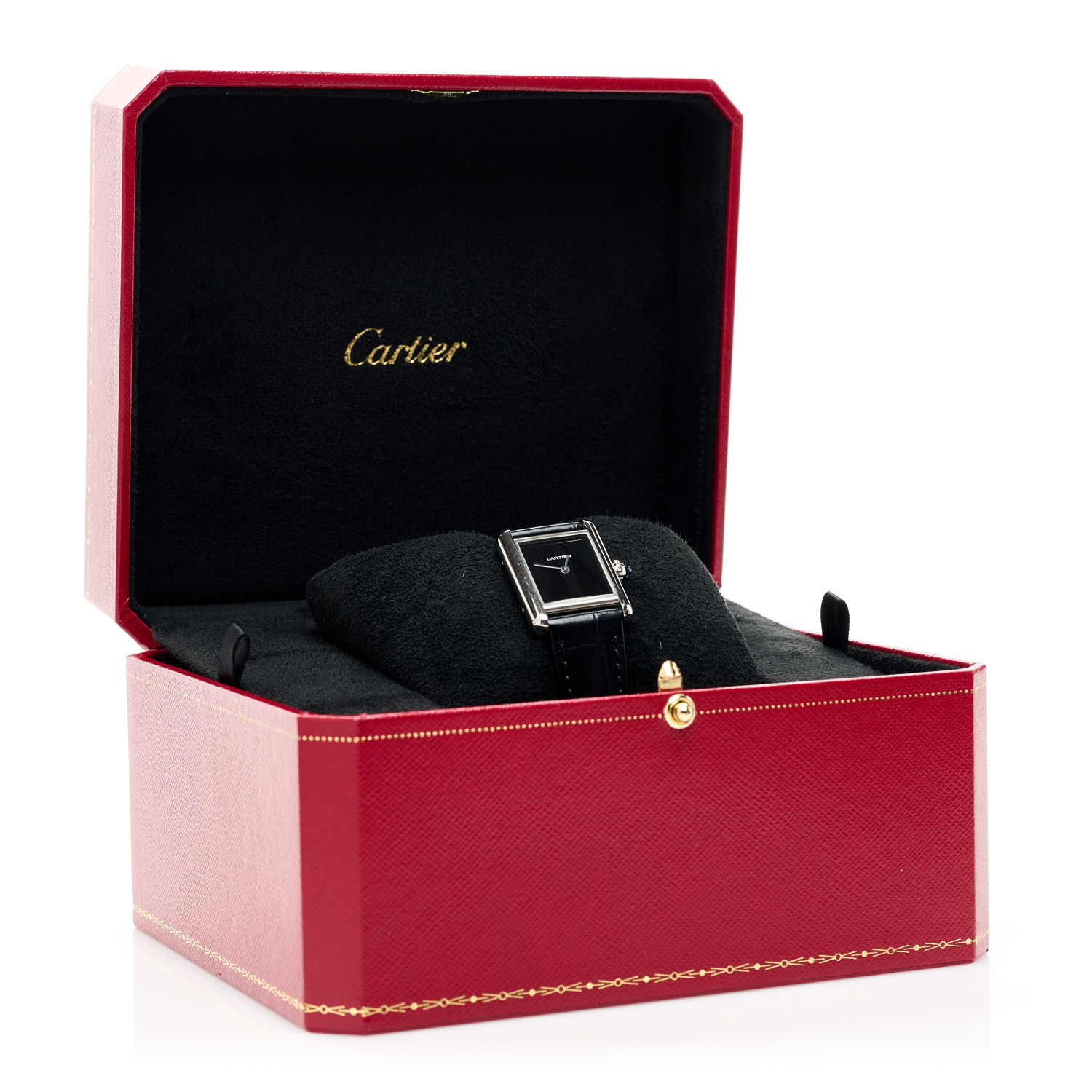 Cartier ディヴァン 純正黒アリゲーターシャイニー 29 x 22mm Cartier ディヴァン 純正黒アリゲーターマット 29 x 22mm